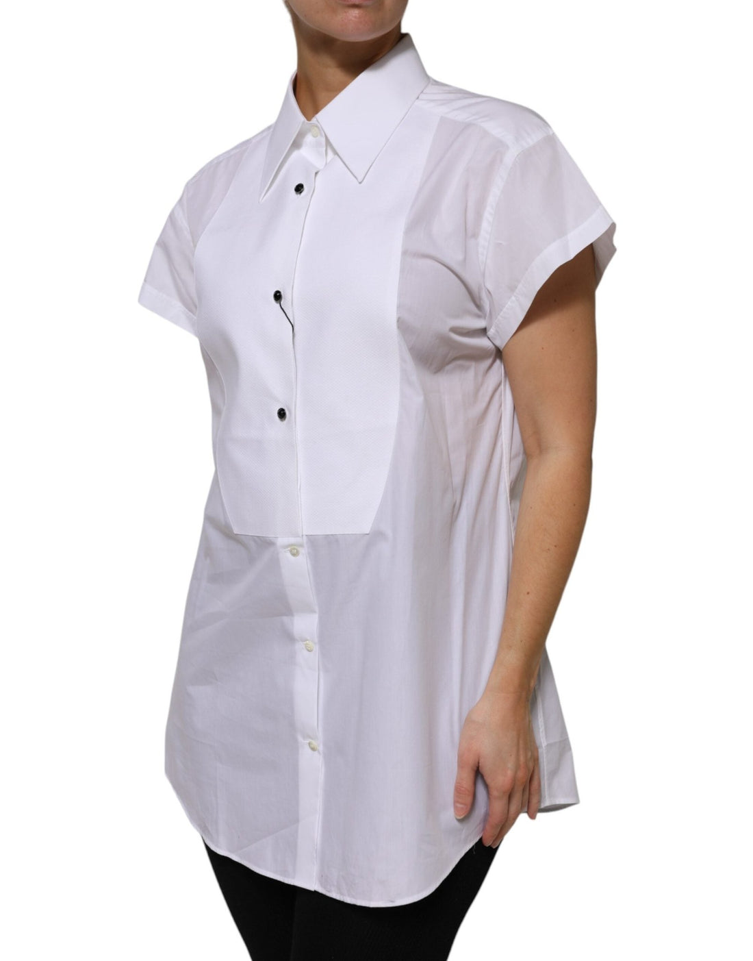 Dolce & Gabbana White Cotton Collared Short Sleeves Top - RIMODA