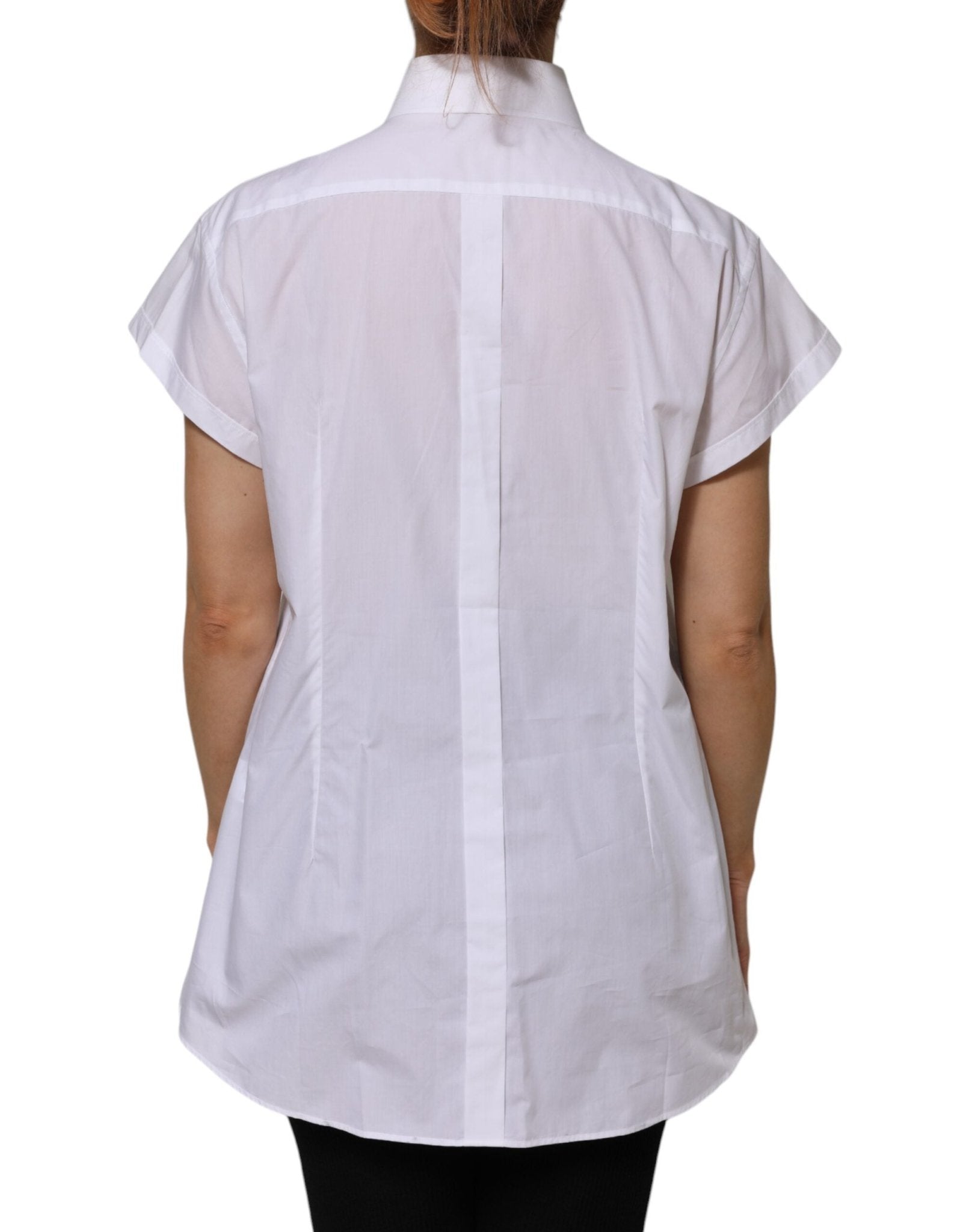 Dolce & Gabbana White Cotton Collared Short Sleeves Top - RIMODA