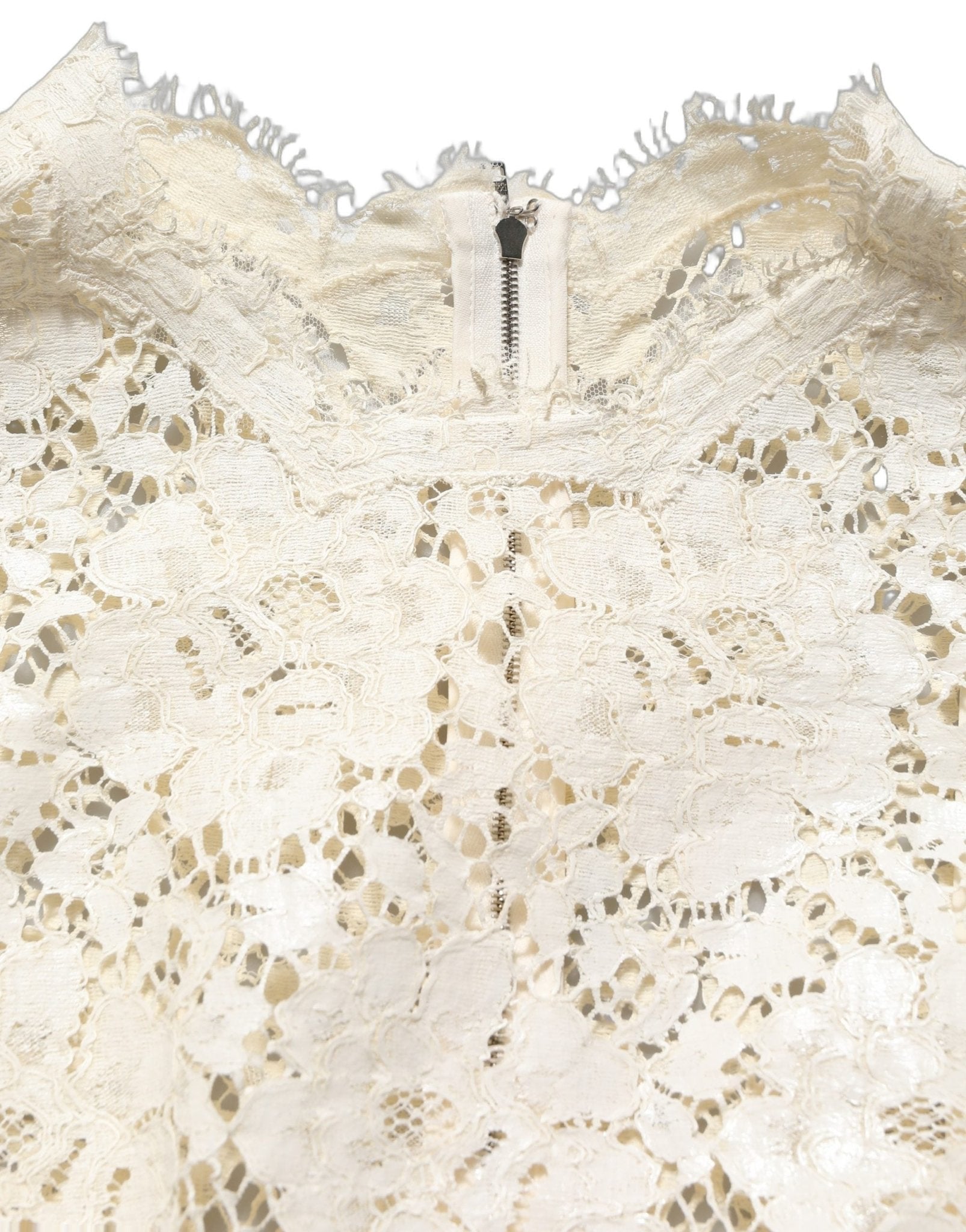 Dolce & Gabbana White Cotton Corded Lace Sleeveless Midi Dress - RIMODA