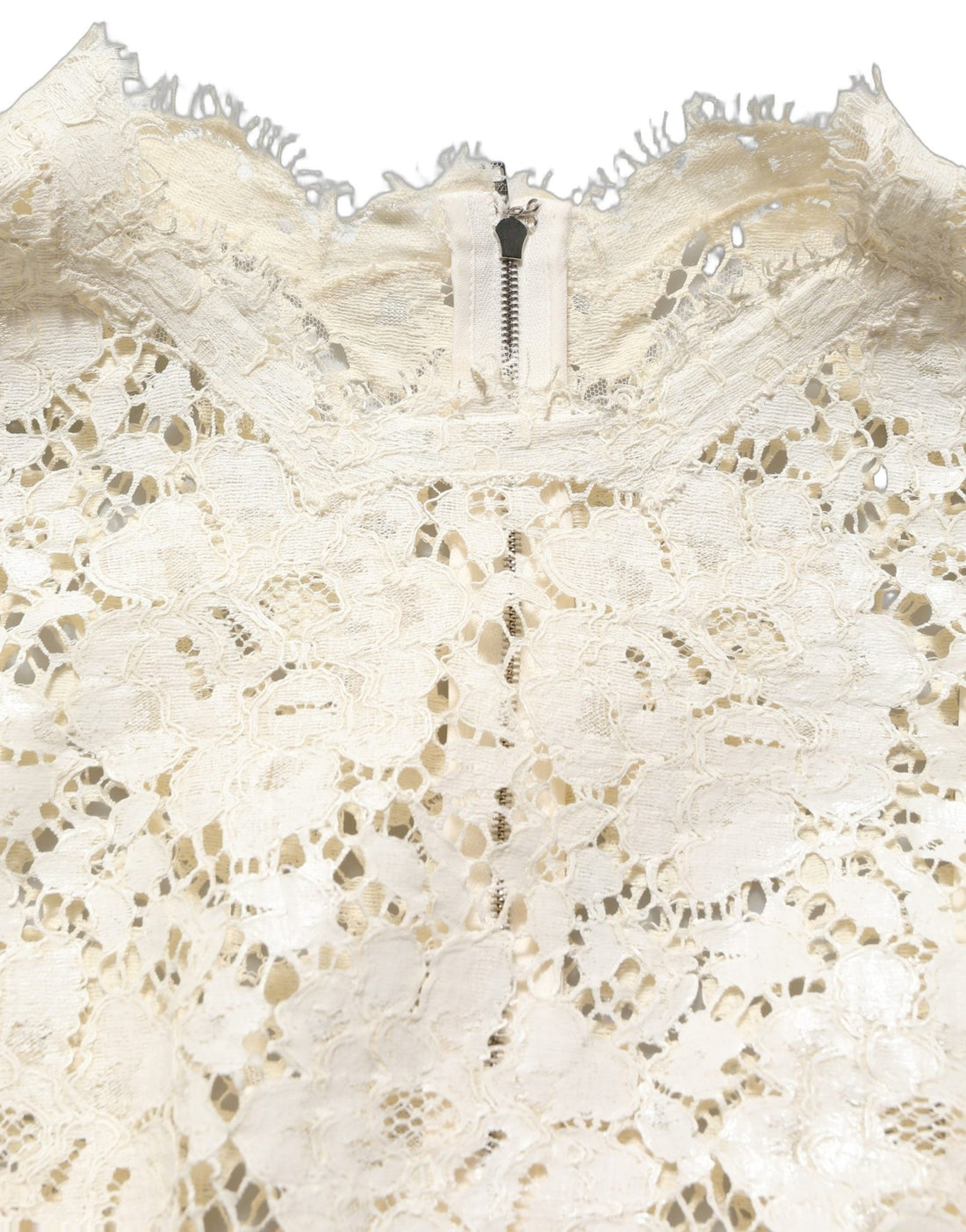 Dolce & Gabbana White Cotton Corded Lace Sleeveless Midi Dress - RIMODA