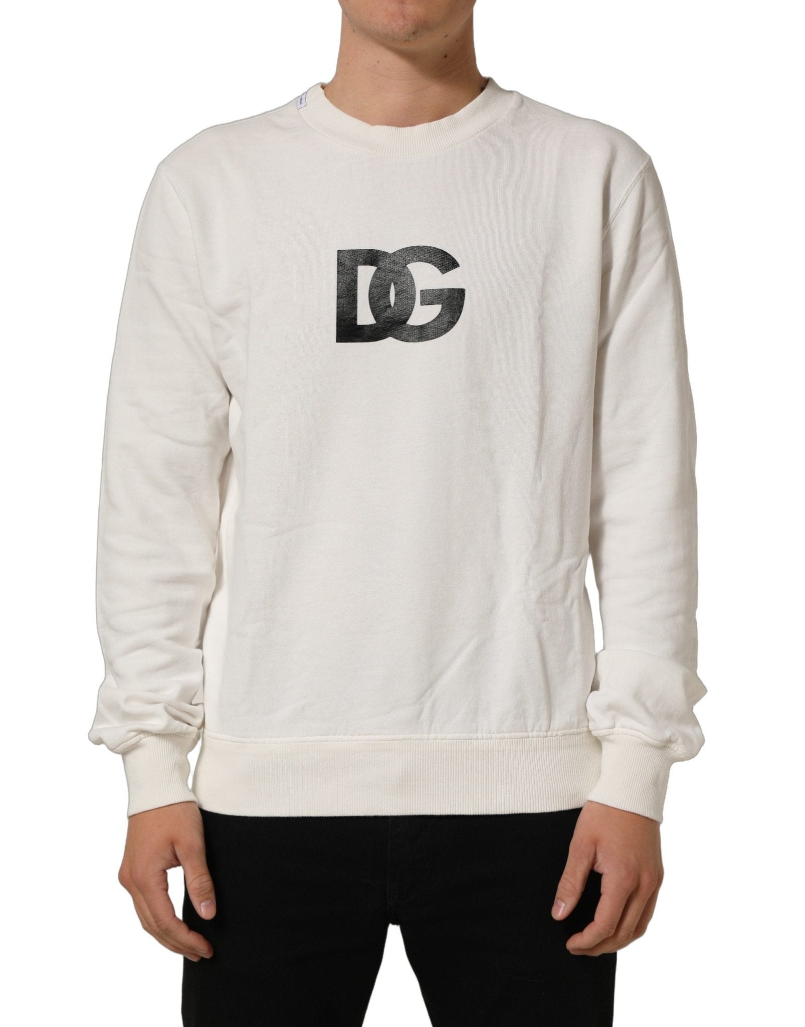 Dolce & Gabbana White Cotton Crew Neck Men Sweatshirt Sweater - RIMODA