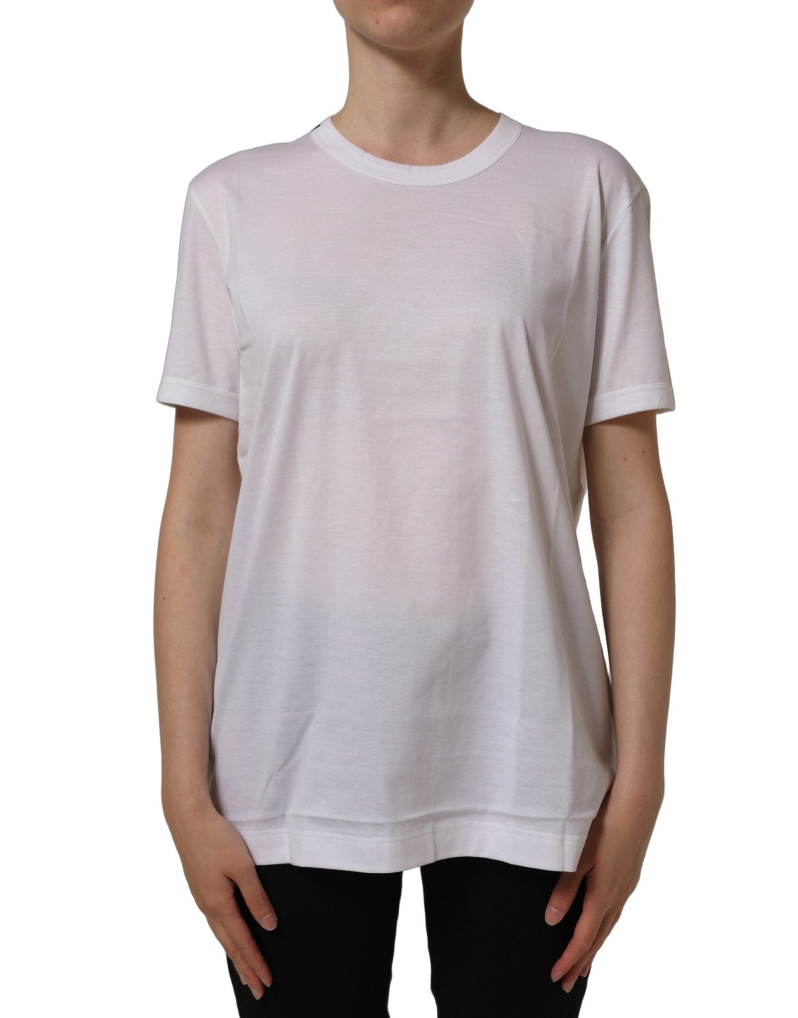 Dolce & Gabbana White Cotton Crew Neck Short Sleeves T-shirt - RIMODA