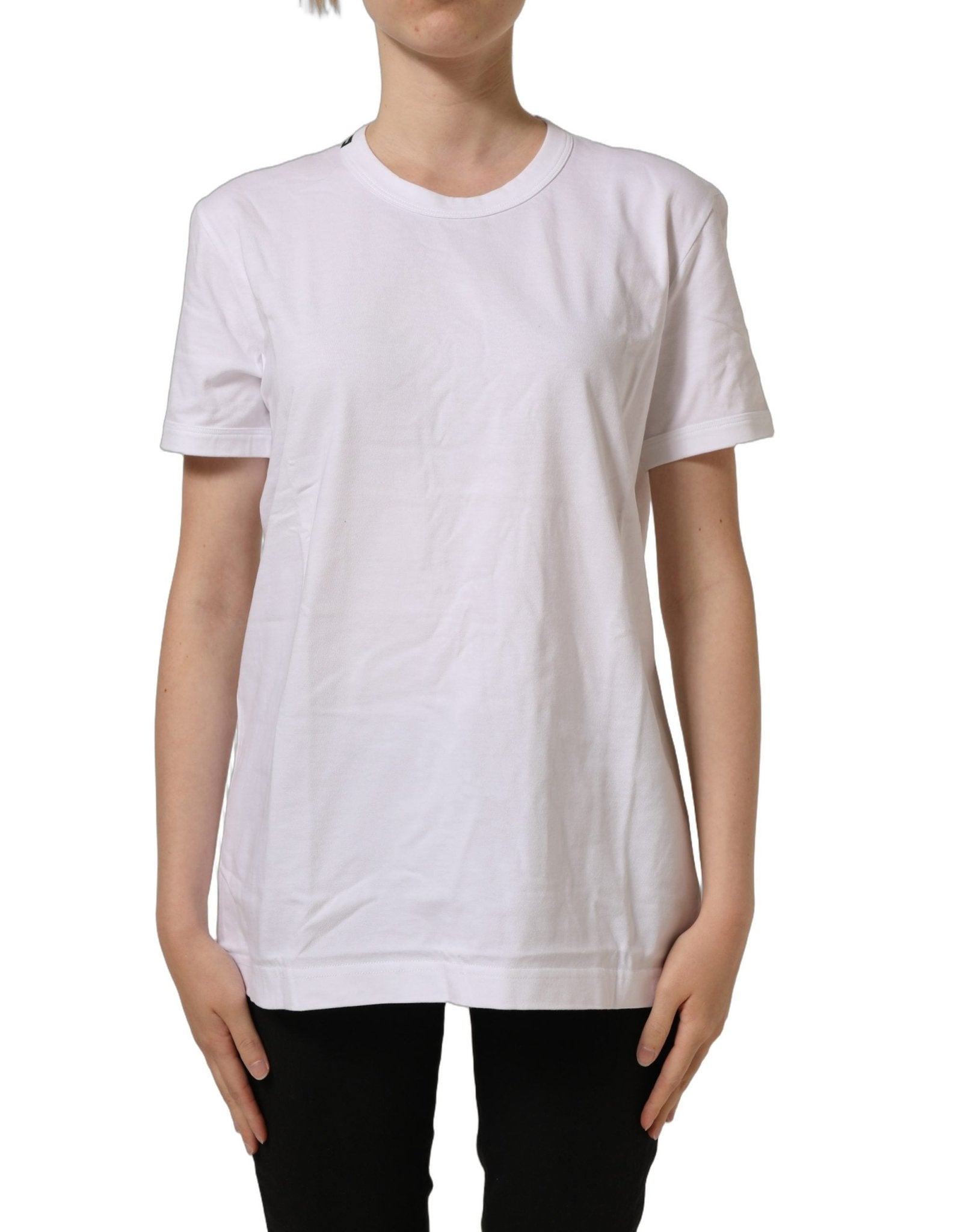 Dolce & Gabbana White Cotton Crew Neck Short Sleeves T-shirt - RIMODA