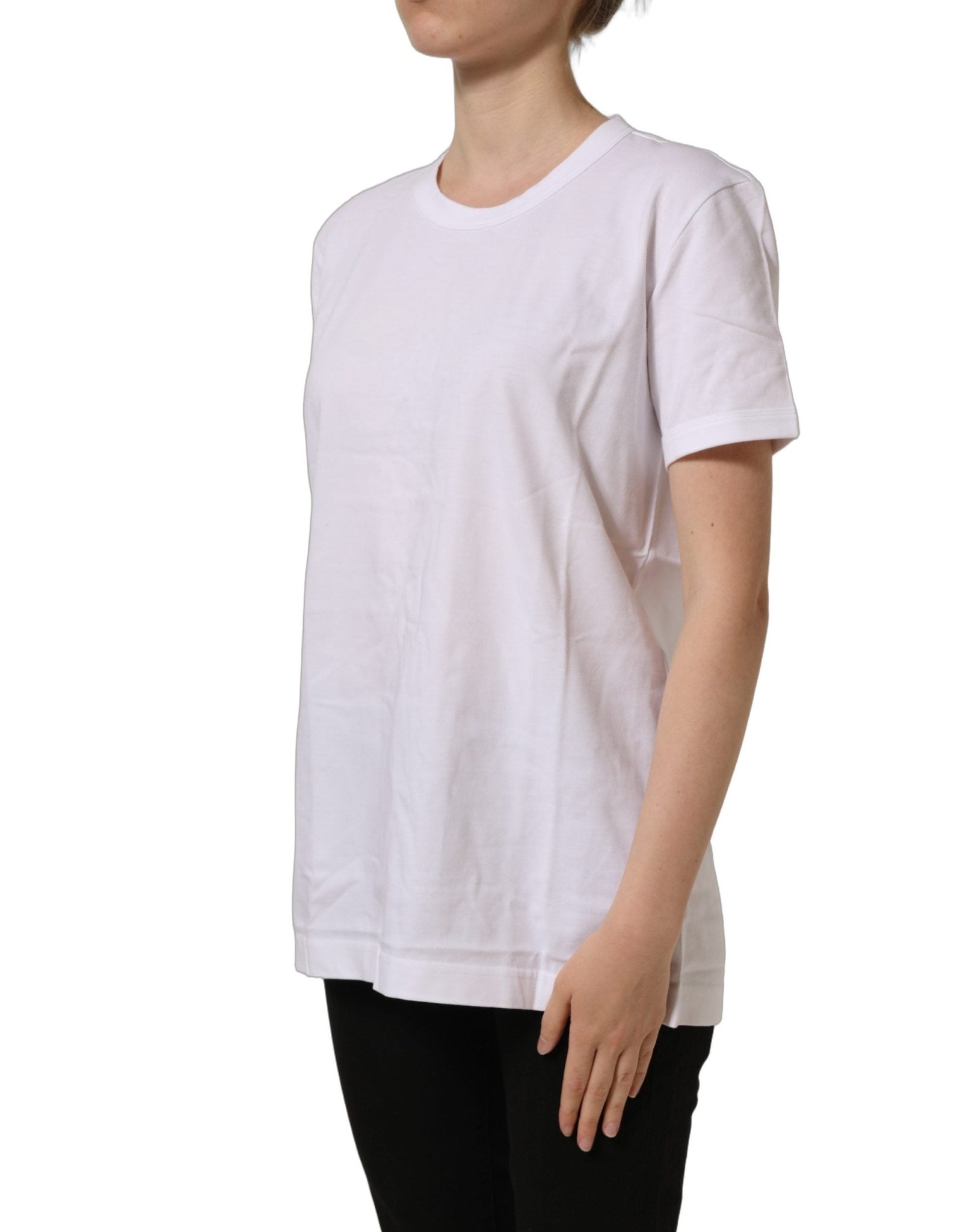Dolce & Gabbana White Cotton Crew Neck Short Sleeves T-shirt - RIMODA