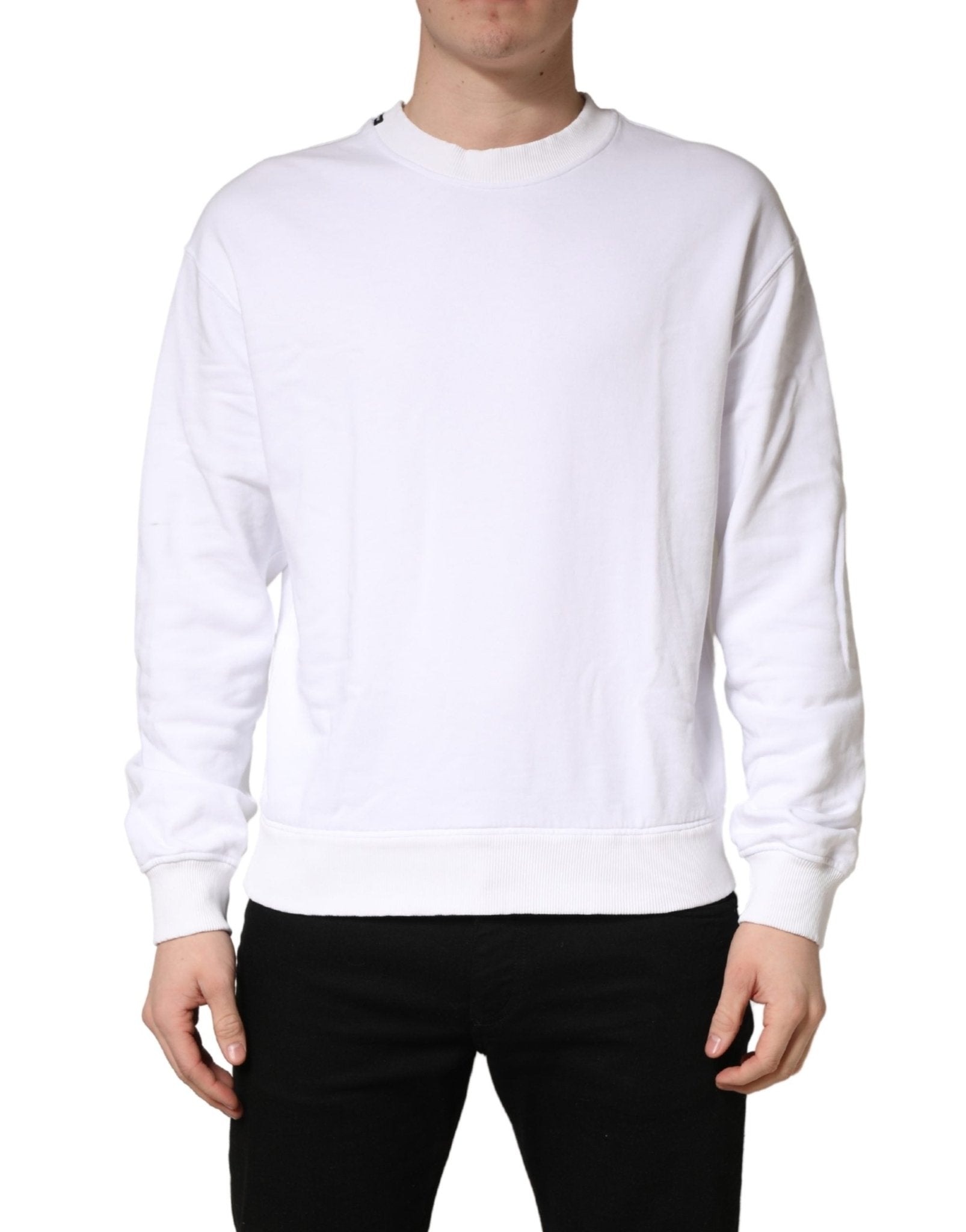 Dolce & Gabbana White Cotton Crew Neck Sweatshirt Sweater - RIMODA