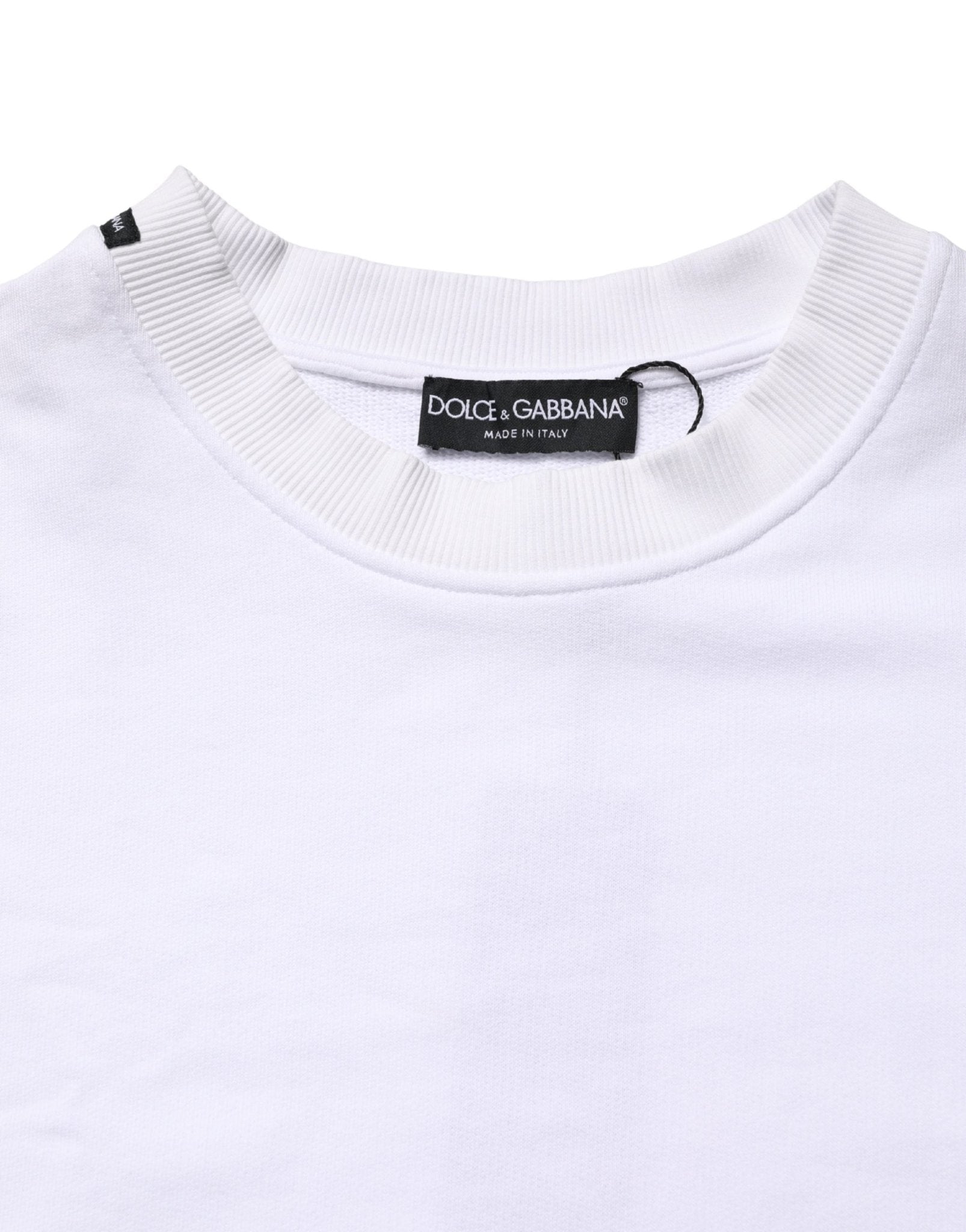 Dolce & Gabbana White Cotton Crew Neck Sweatshirt Sweater - RIMODA