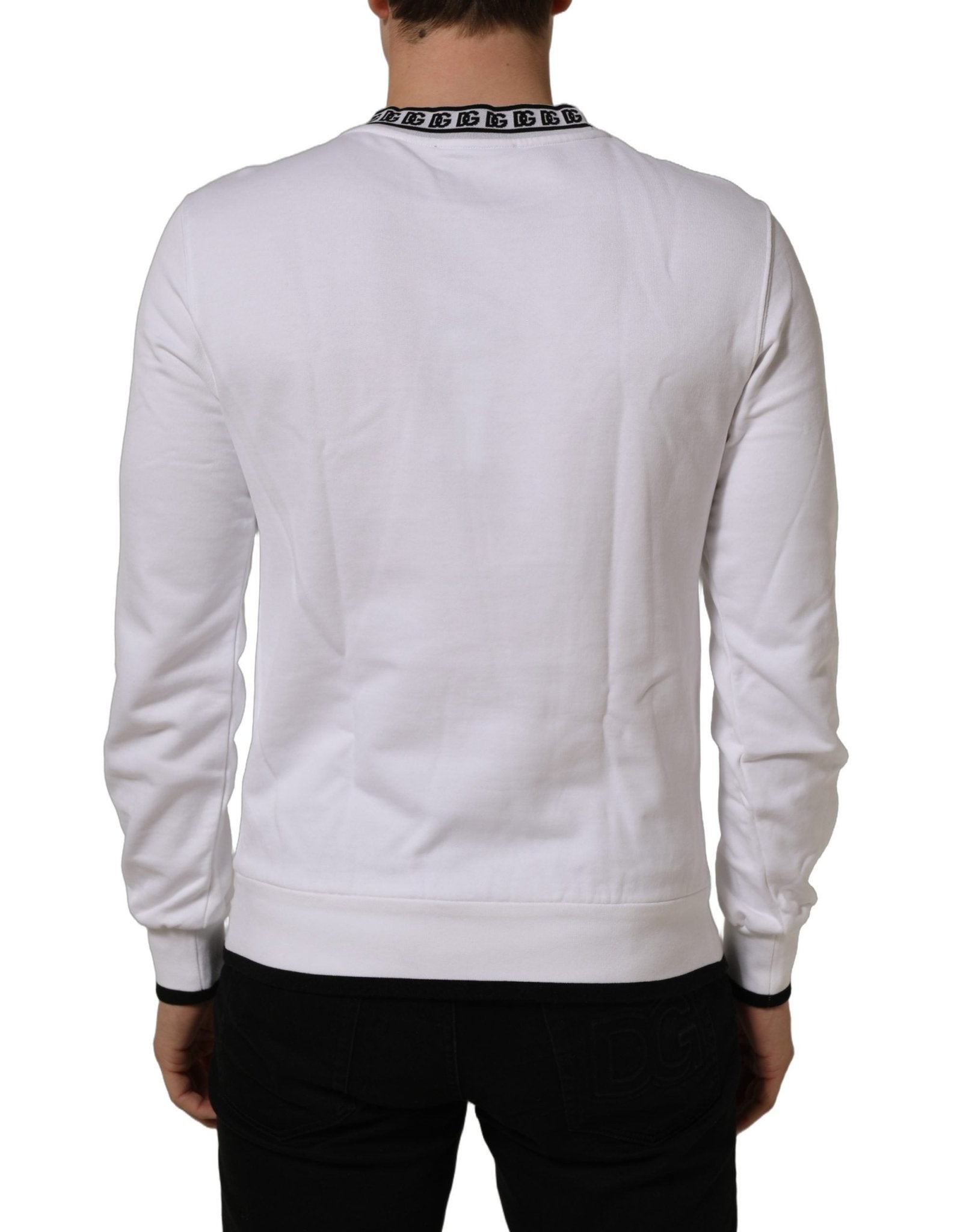 Dolce & Gabbana White Cotton Crew Neck Sweatshirt Sweater - RIMODA