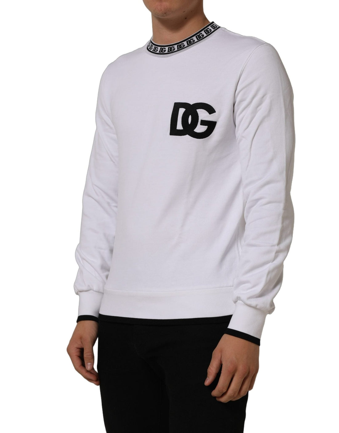 Dolce & Gabbana White Cotton Crew Neck Sweatshirt Sweater - RIMODA