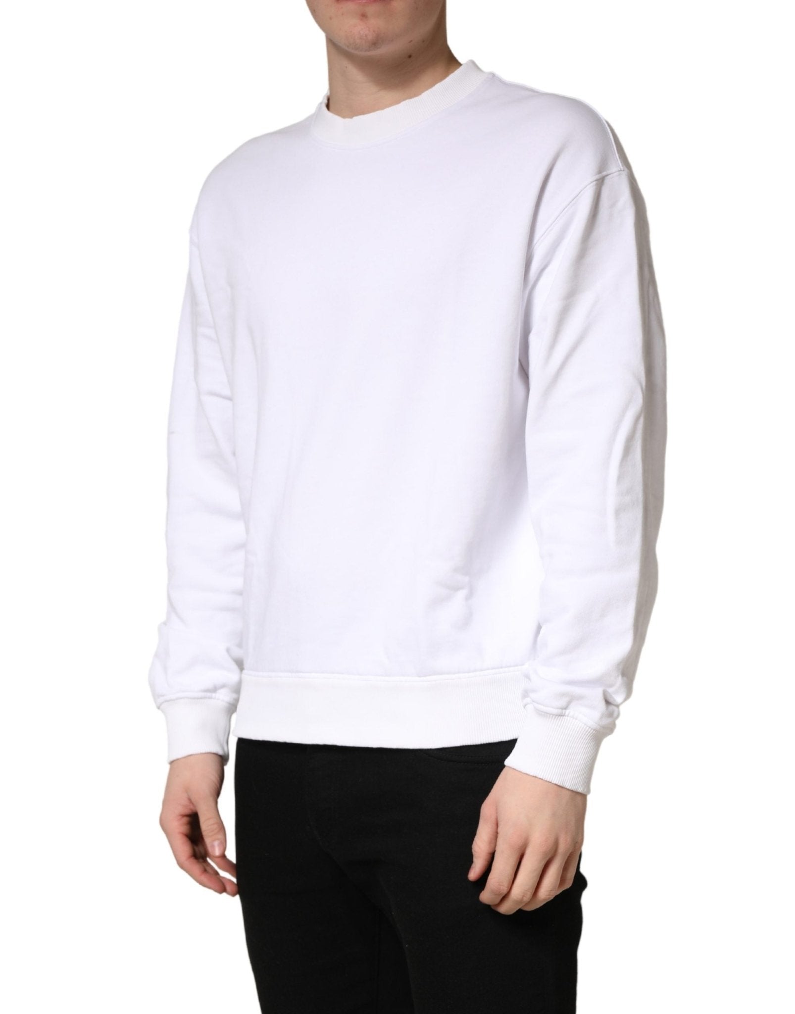 Dolce & Gabbana White Cotton Crew Neck Sweatshirt Sweater - RIMODA