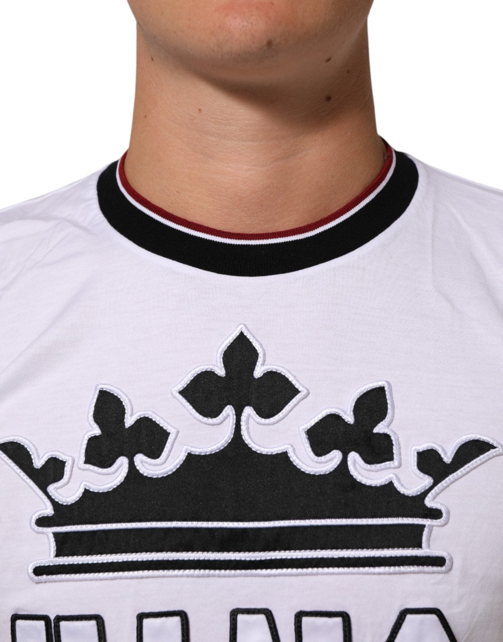 Dolce & Gabbana White Cotton Crown King Embroidery T-shirt - RIMODA