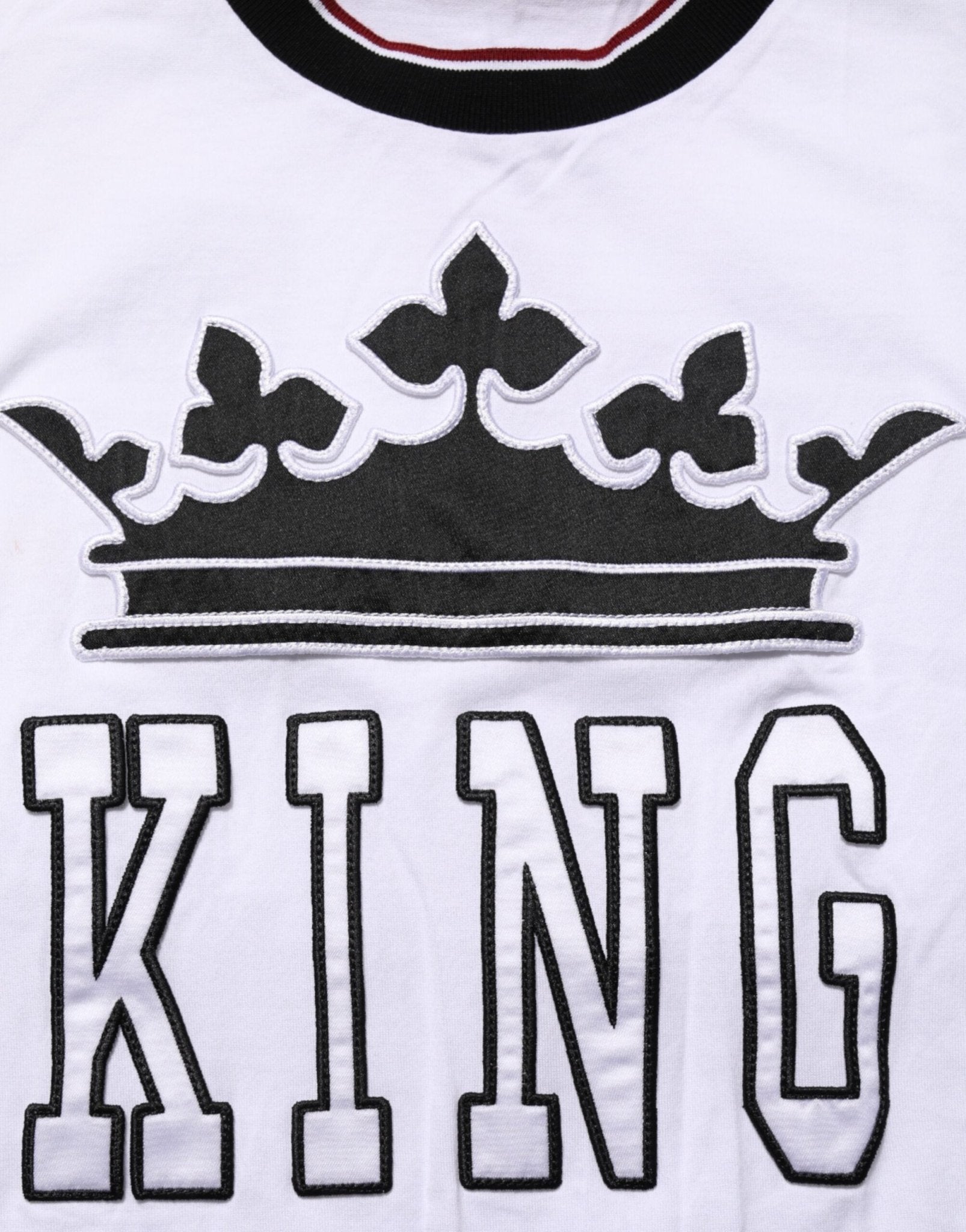 Dolce & Gabbana White Cotton Crown King Embroidery T-shirt - RIMODA