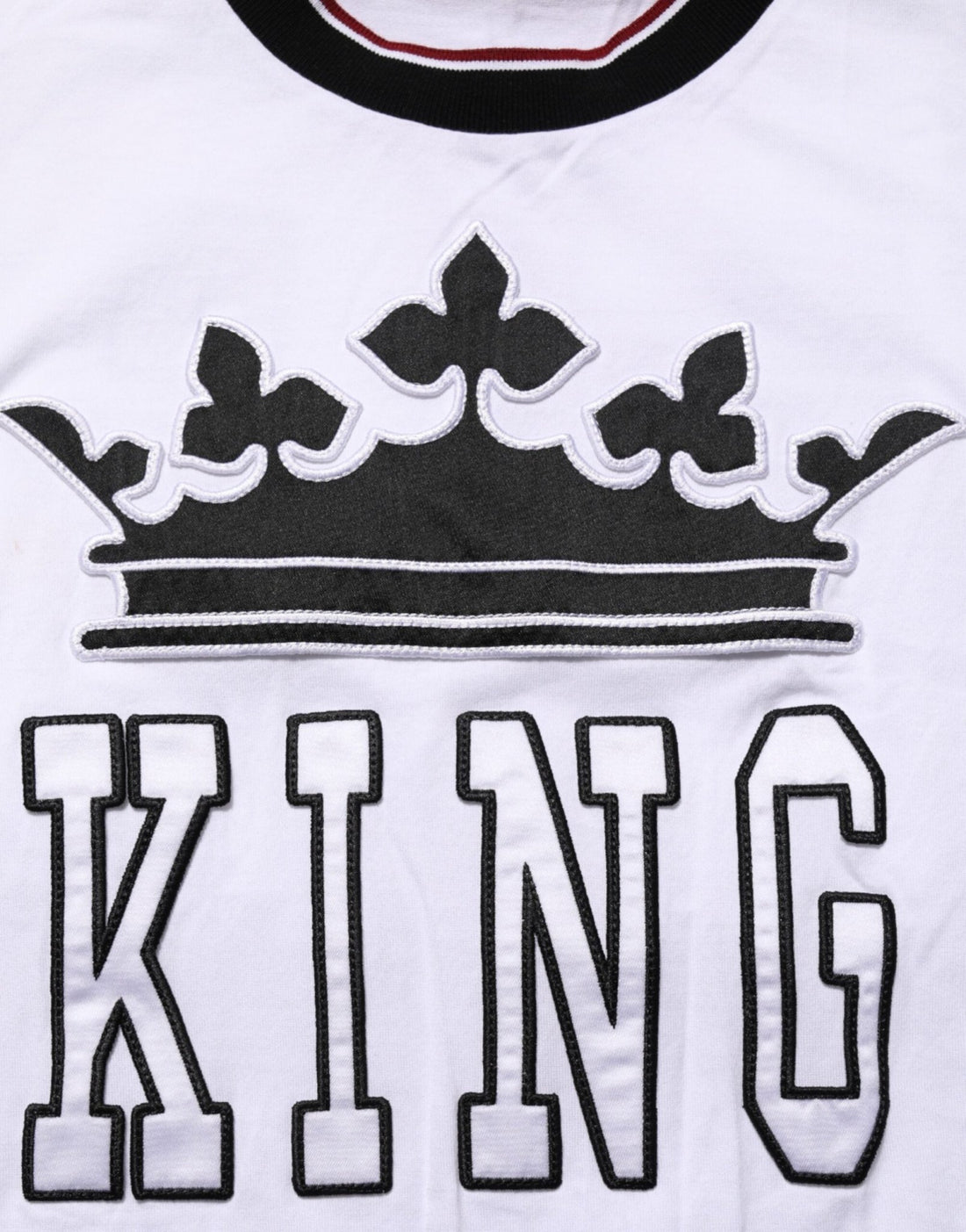 Dolce & Gabbana White Cotton Crown King Embroidery T-shirt - RIMODA