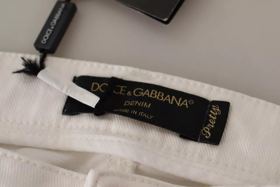 Dolce & Gabbana White Cotton Denim Pretty Slim Fit Jeans - RIMODA