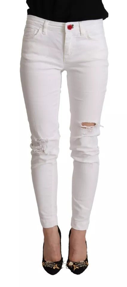 Dolce & Gabbana White Cotton Denim Pretty Slim Fit Jeans - RIMODA