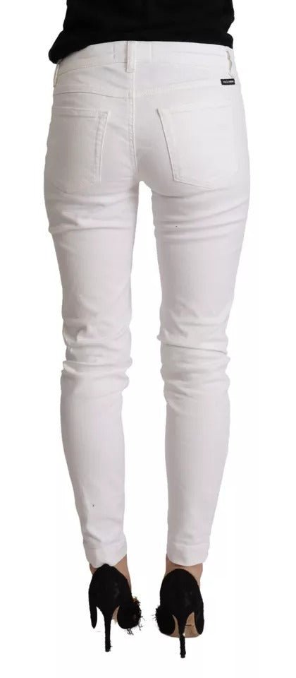 Dolce & Gabbana White Cotton Denim Pretty Slim Fit Jeans - RIMODA