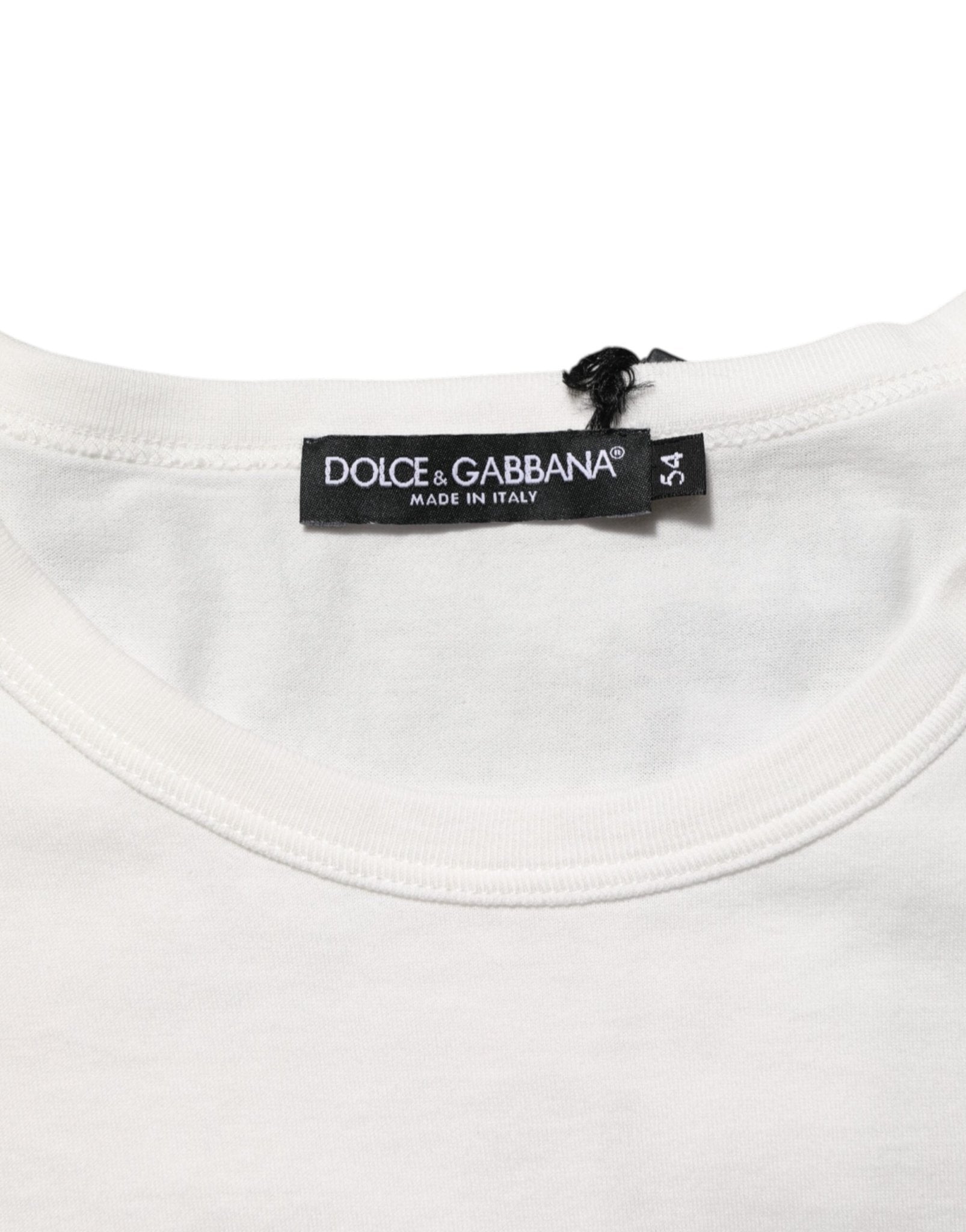 Dolce & Gabbana White Cotton DG Crown Embossed Men T-shirt - RIMODA