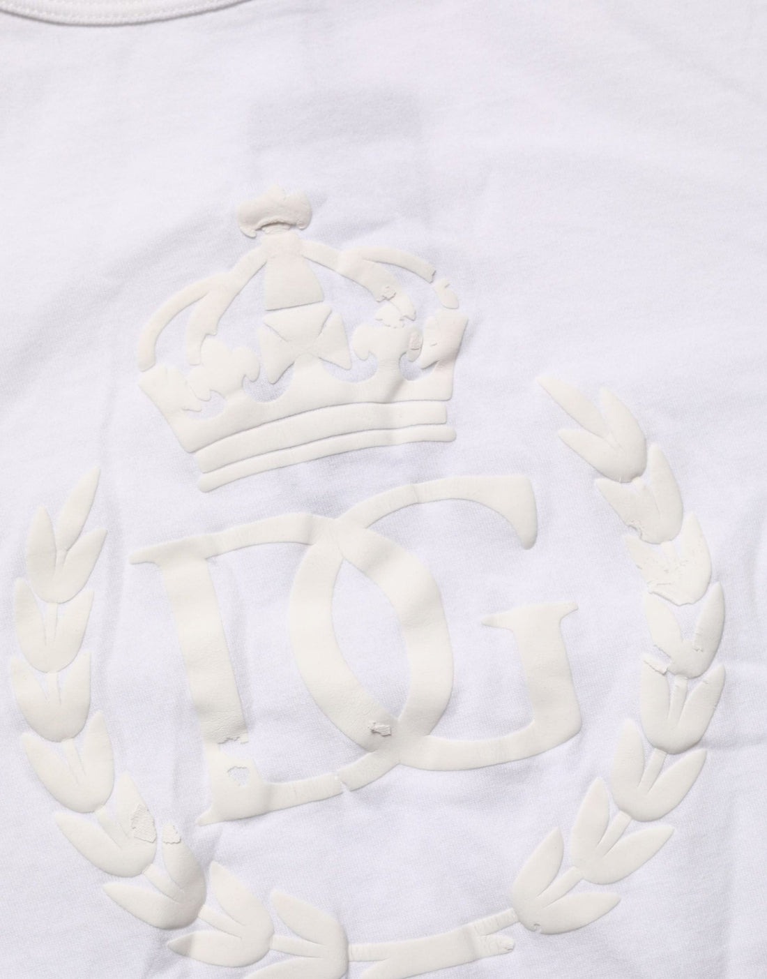 Dolce & Gabbana White Cotton DG Crown Embossed Men T-shirt - RIMODA