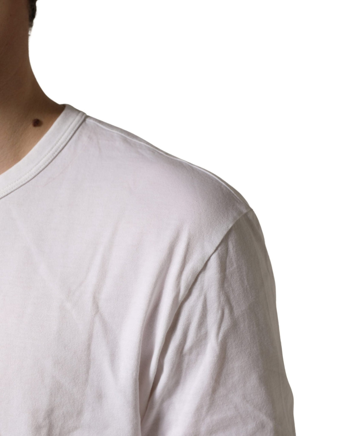 Dolce & Gabbana White Cotton DG Crown Embossed Men T-shirt - RIMODA