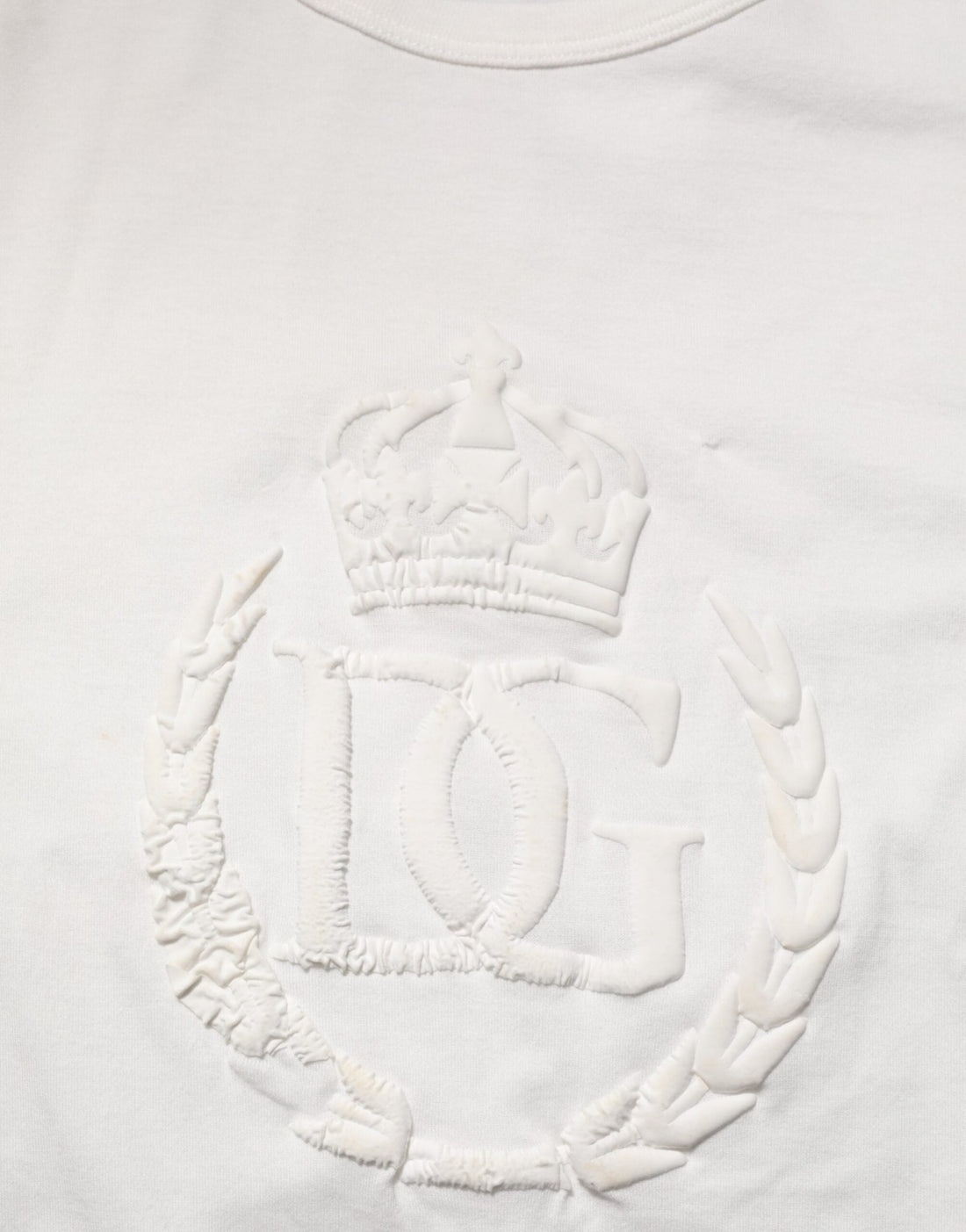 Dolce & Gabbana White Cotton DG Crown Embossed Men T-shirt - RIMODA