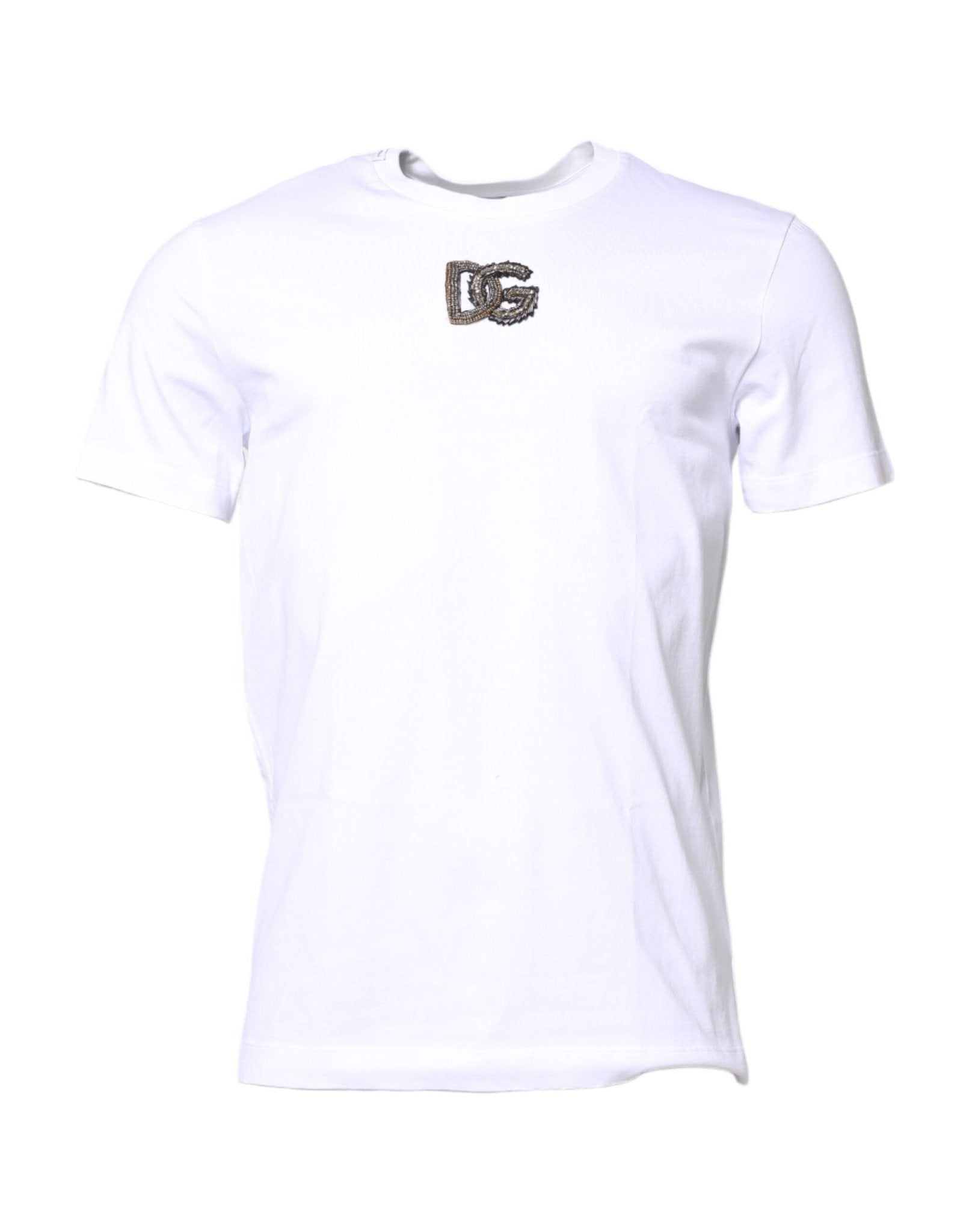 Dolce & Gabbana White Cotton DG Embroidery Crew Neck T-shirt - RIMODA