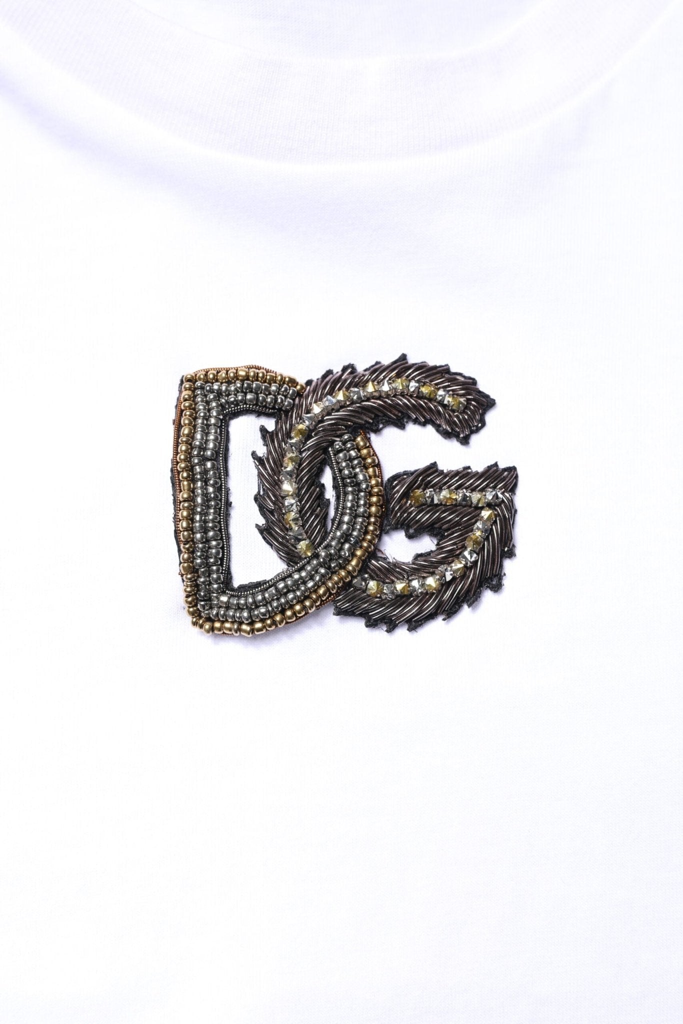 Dolce & Gabbana White Cotton DG Embroidery Crew Neck T-shirt - RIMODA