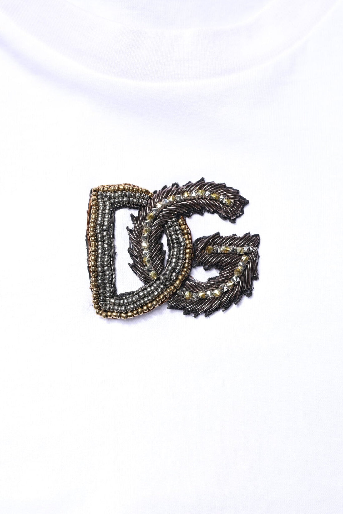 Dolce & Gabbana White Cotton DG Embroidery Crew Neck T-shirt - RIMODA