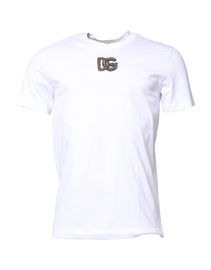 Dolce & Gabbana White Cotton DG Embroidery Crew Neck T-shirt - RIMODA