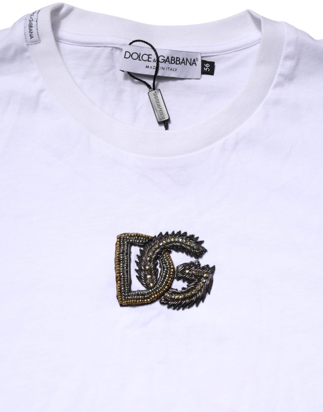 Dolce & Gabbana White Cotton DG Logo Embroidery Men T-shirt - RIMODA