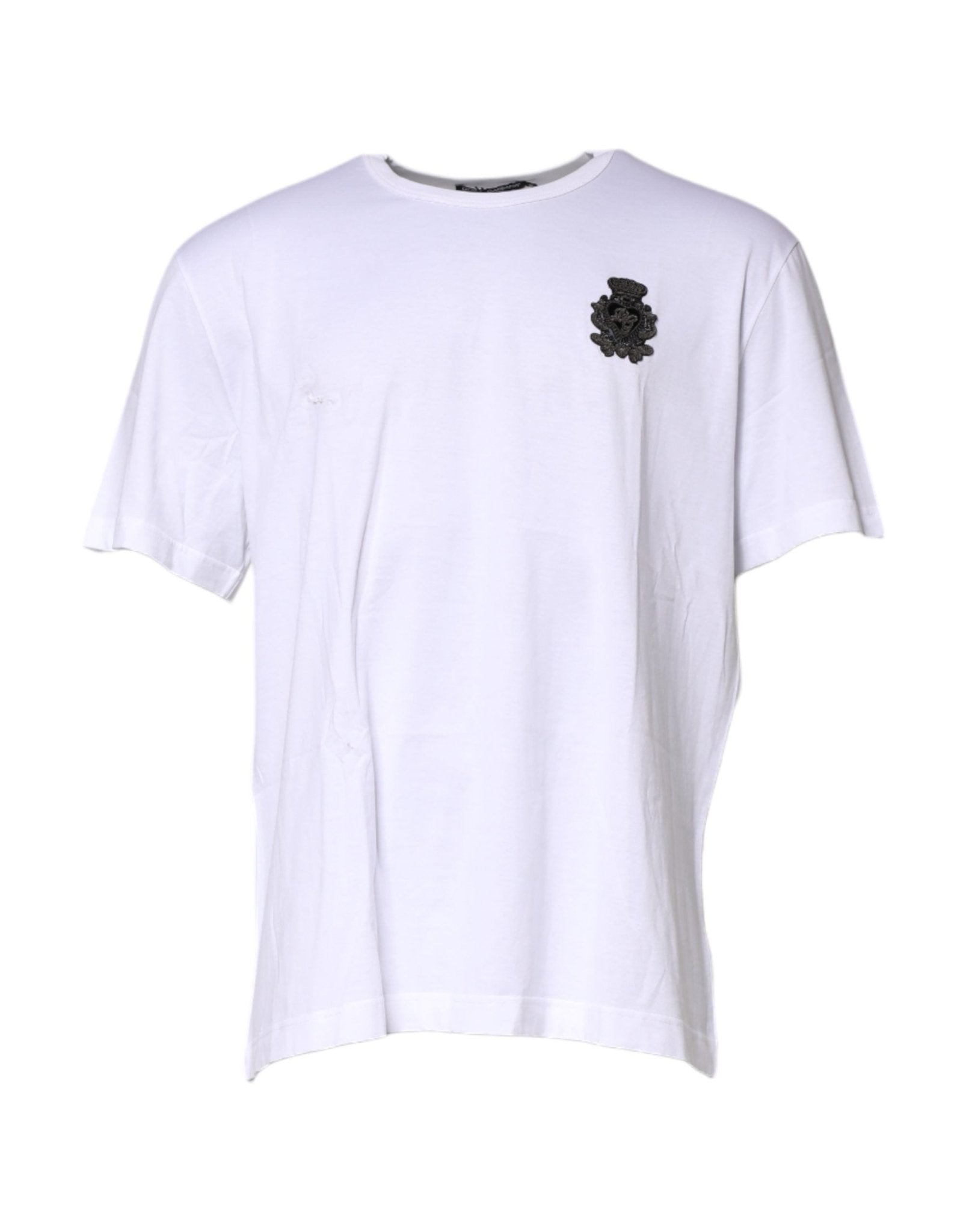 Dolce & Gabbana White Cotton DG Logo Embroidery Men T-shirt - RIMODA