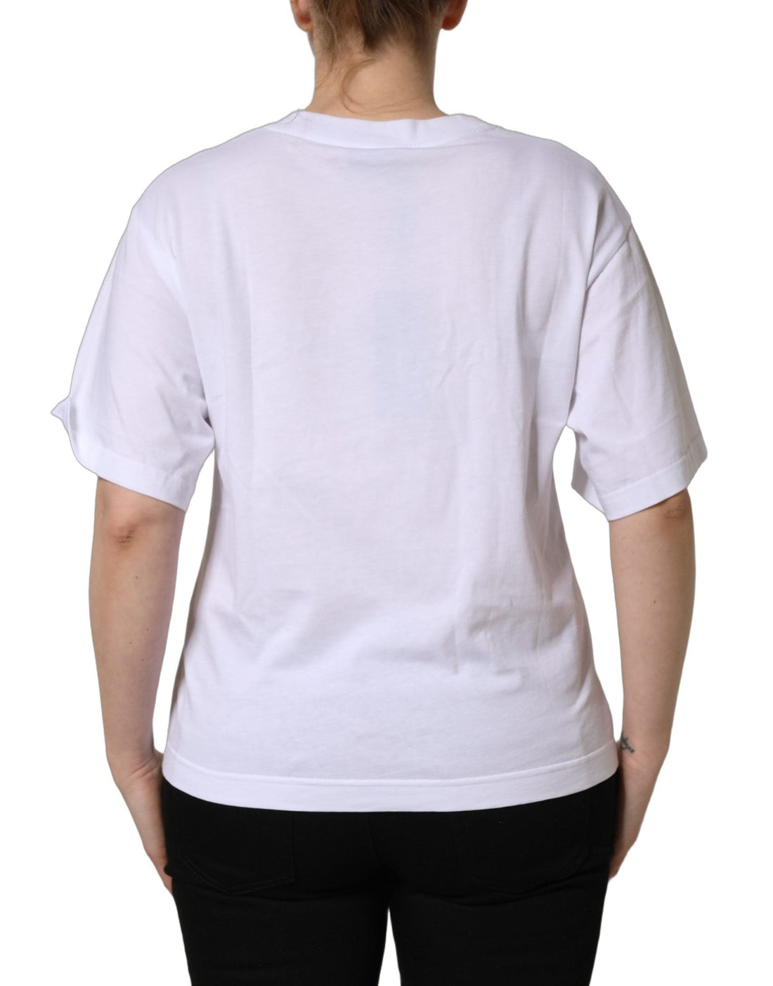 Dolce & Gabbana White Cotton DG Logo Patch Crew Neck T-shirt - RIMODA