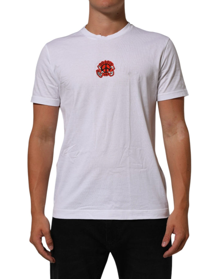 Dolce & Gabbana White Cotton DG Love Patch Crew Neck T-shirt - RIMODA