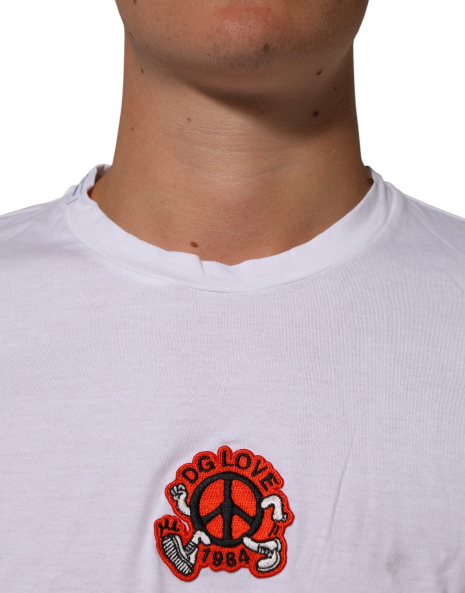 Dolce & Gabbana White Cotton DG Love Patch Crew Neck T-shirt - RIMODA