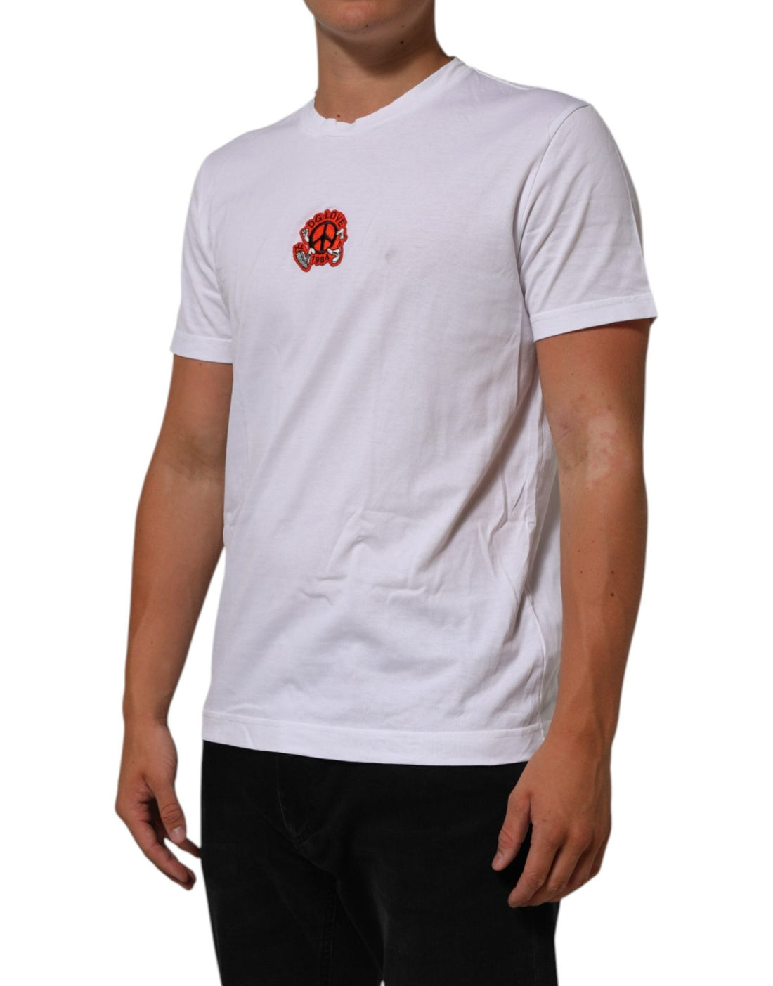 Dolce & Gabbana White Cotton DG Love Patch Crew Neck T-shirt - RIMODA