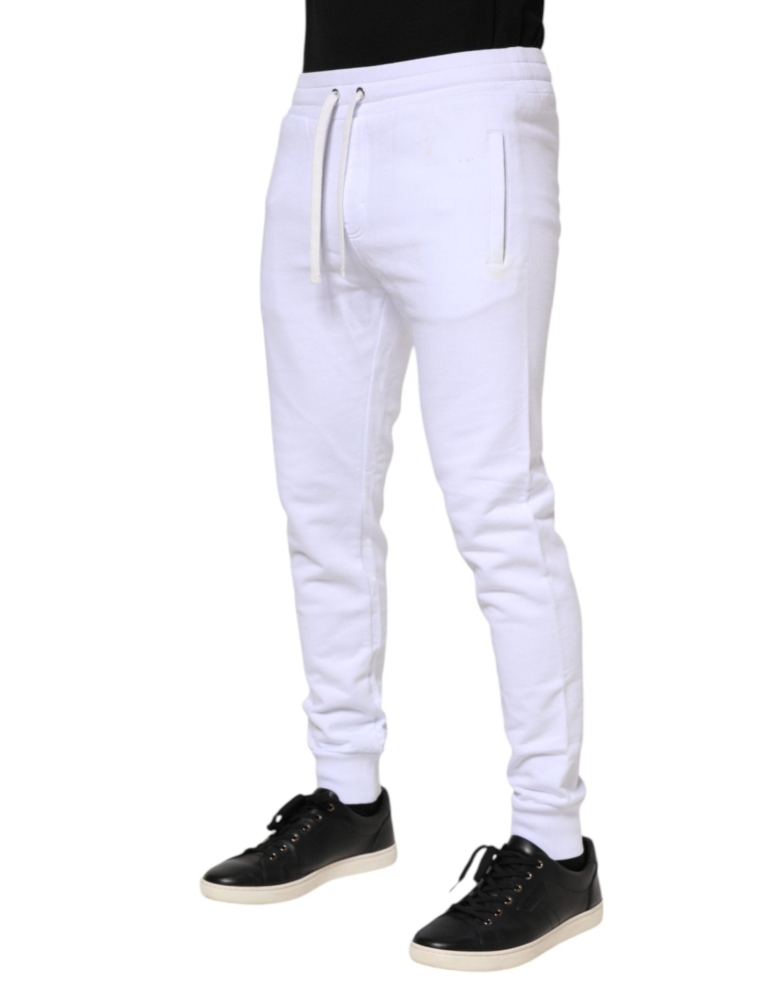Dolce & Gabbana White Cotton Drawstring Jogger Pants - RIMODA