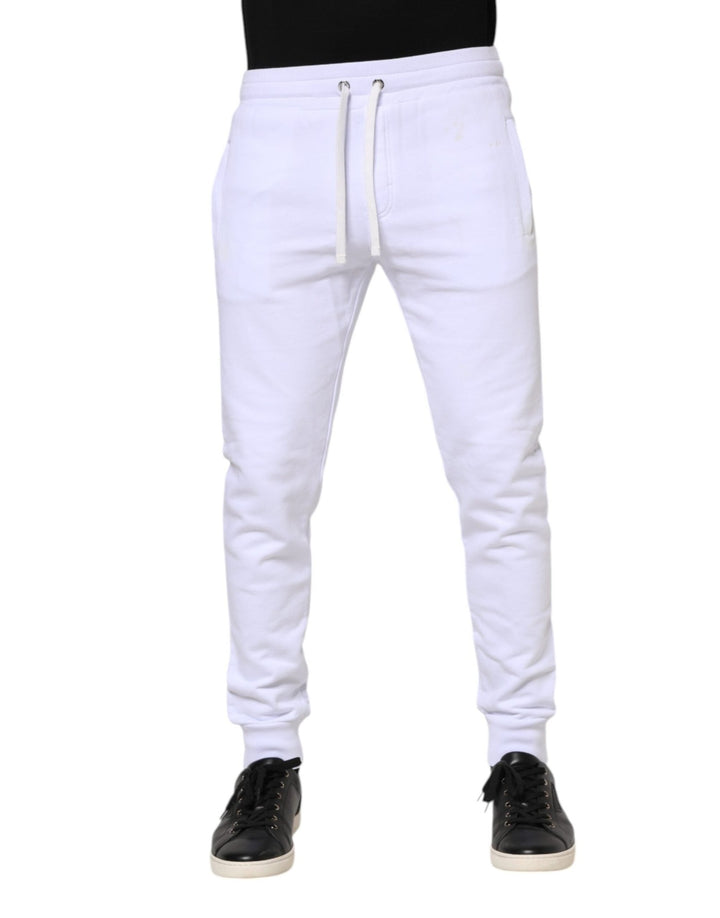 Dolce & Gabbana White Cotton Drawstring Jogger Pants - RIMODA