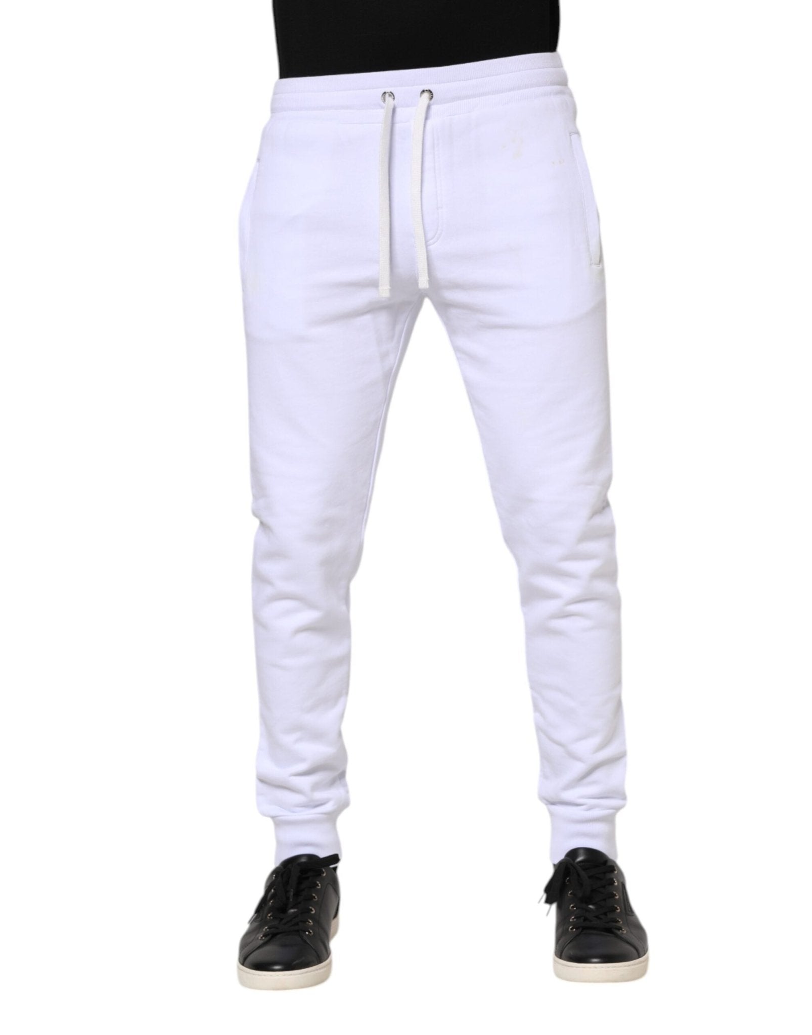 Dolce & Gabbana White Cotton Drawstring Jogger Pants - RIMODA