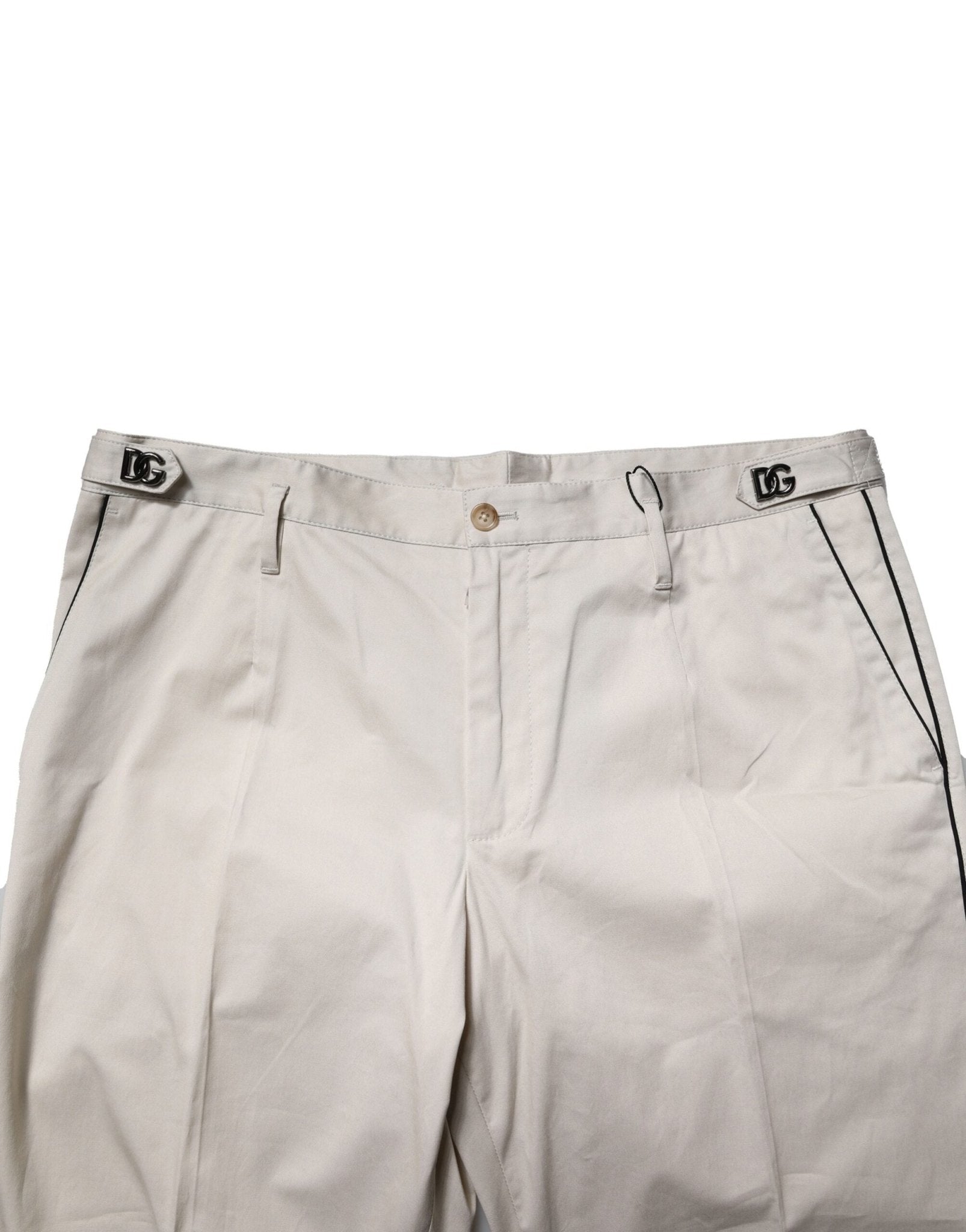 Dolce & Gabbana White Cotton Dress Slim Formal Pants - RIMODA