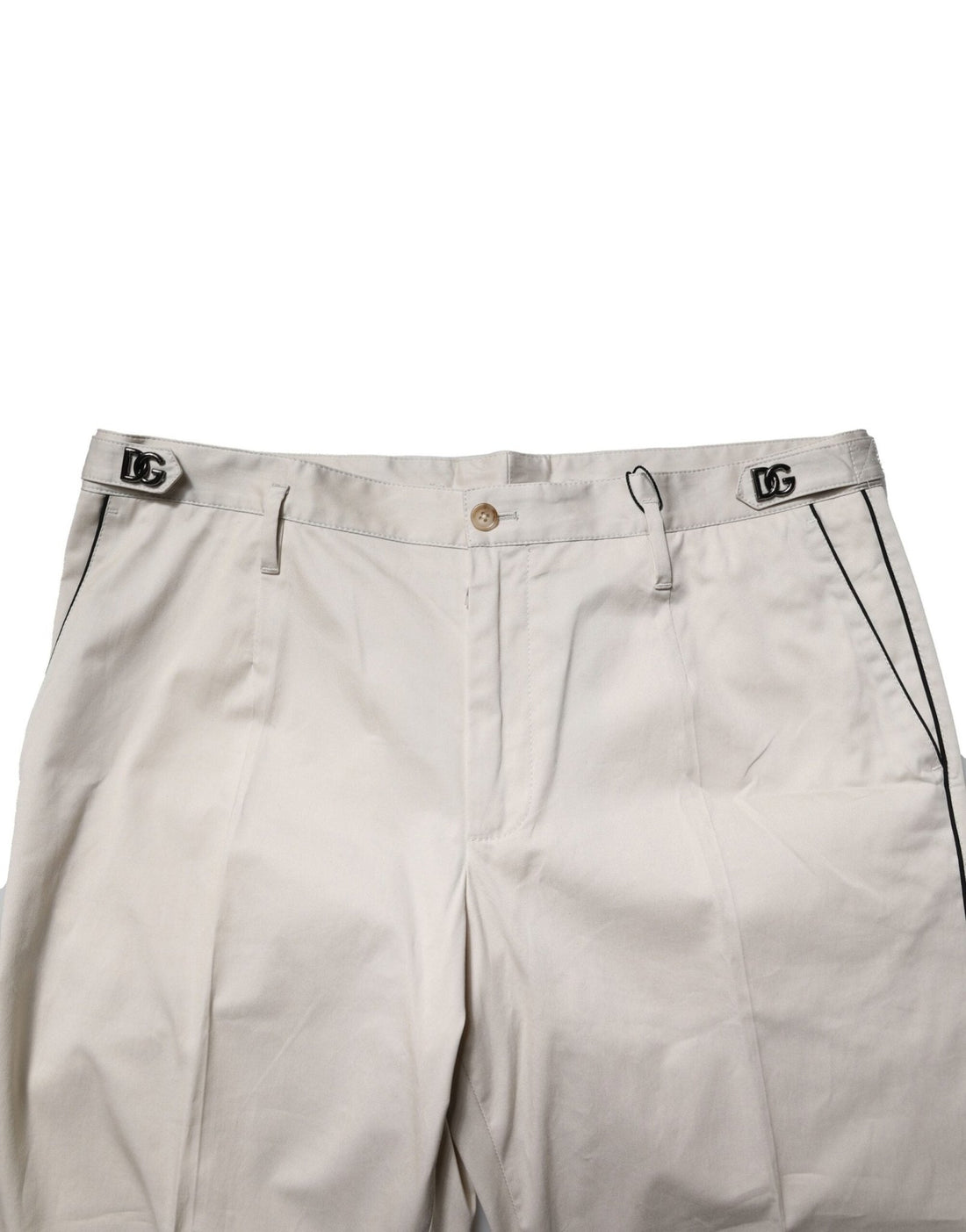 Dolce & Gabbana White Cotton Dress Slim Formal Pants - RIMODA