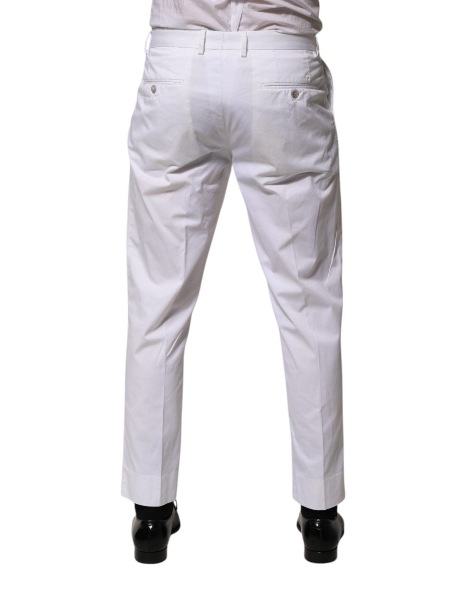 Dolce & Gabbana White Cotton Dress Slim Formal Trouser Pants - RIMODA