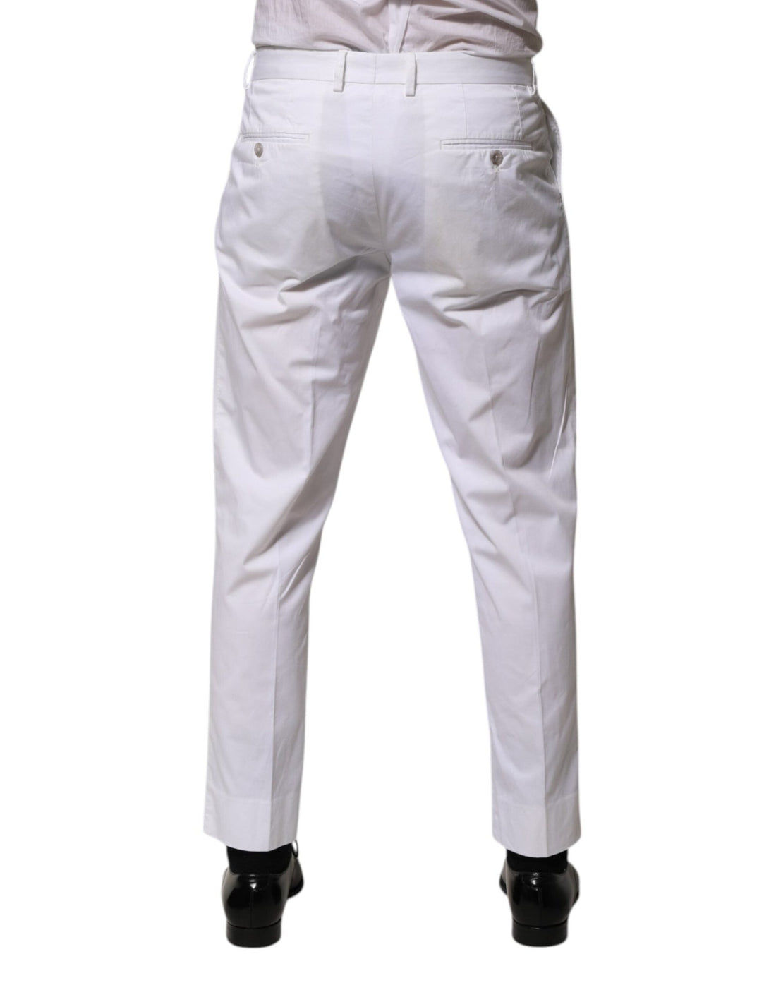 Dolce & Gabbana White Cotton Dress Slim Formal Trouser Pants - RIMODA