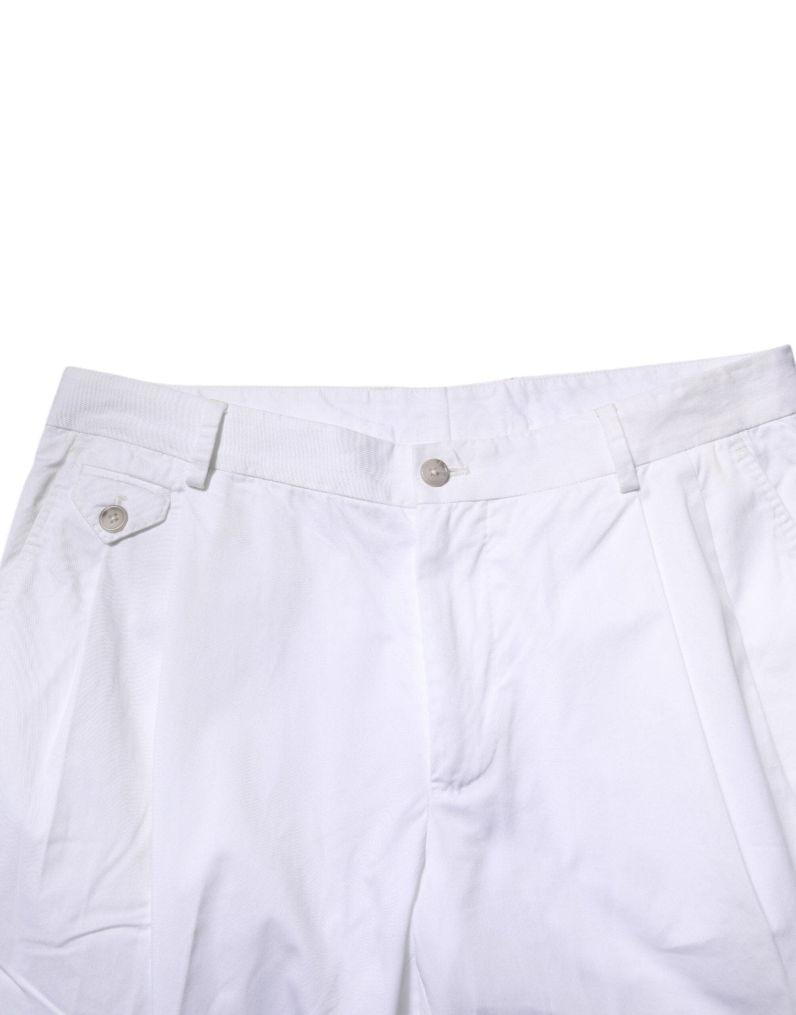 Dolce & Gabbana White Cotton Dress Slim Formal Trouser Pants - RIMODA
