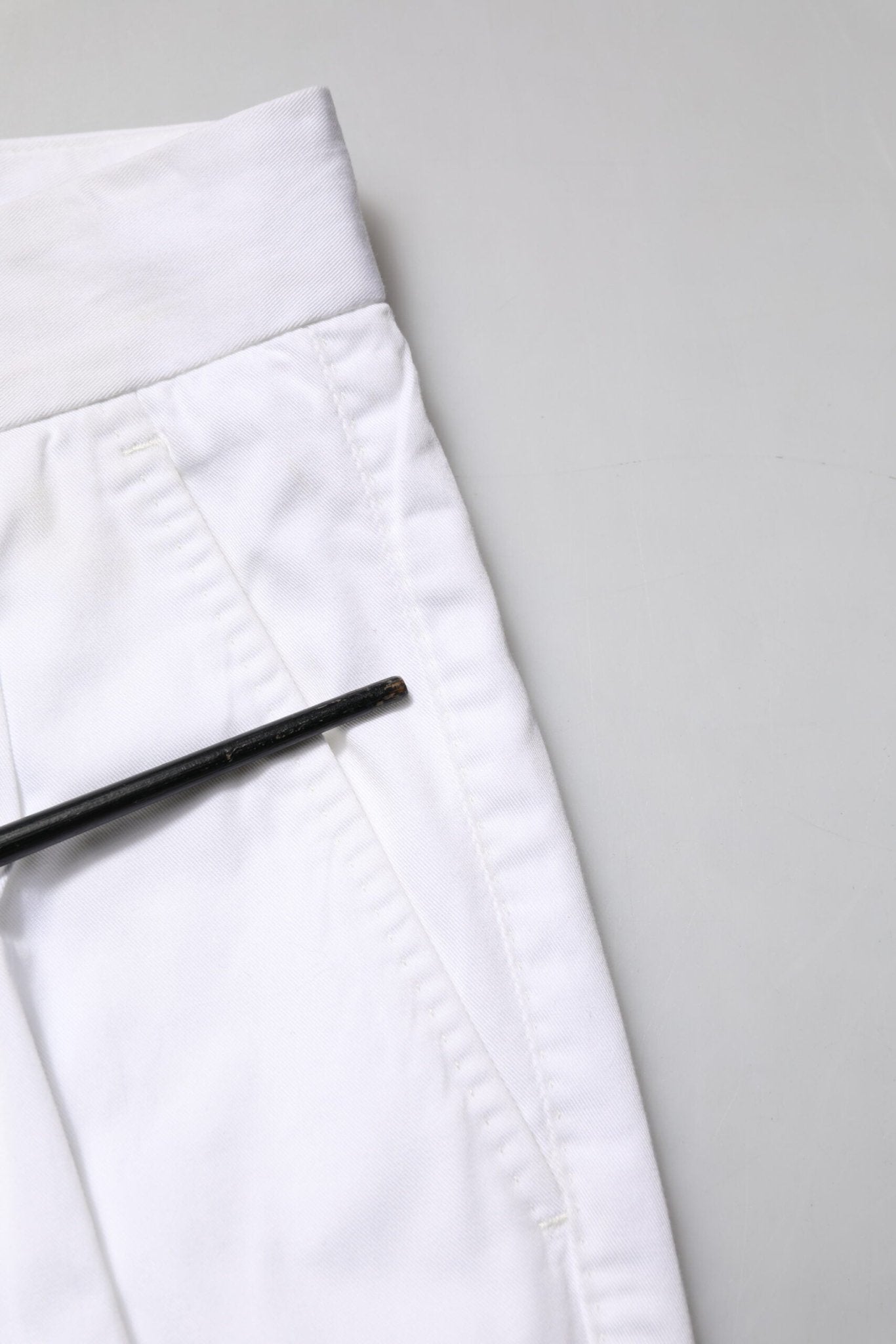 Dolce & Gabbana White Cotton Dress Slim Formal Trouser Pants - RIMODA