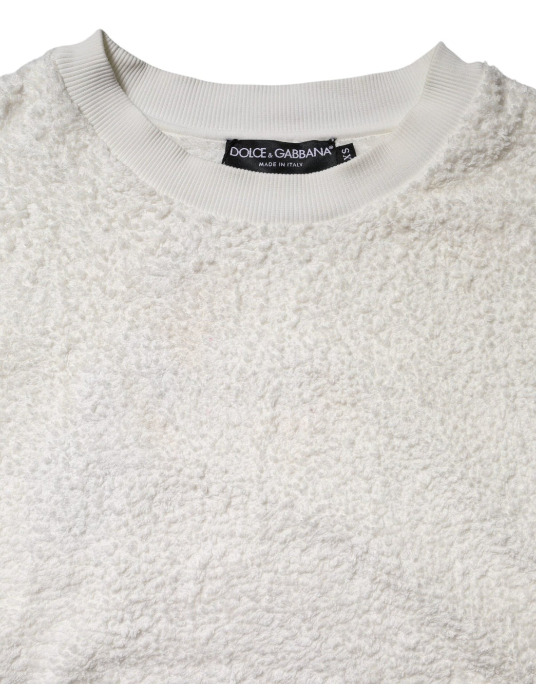 Dolce & Gabbana White Cotton Fleece Crew Neck Sweater - RIMODA