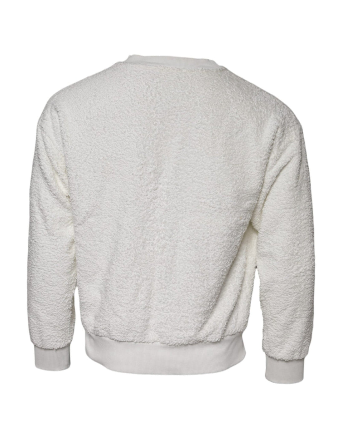 Dolce & Gabbana White Cotton Fleece Crew Neck Sweater - RIMODA