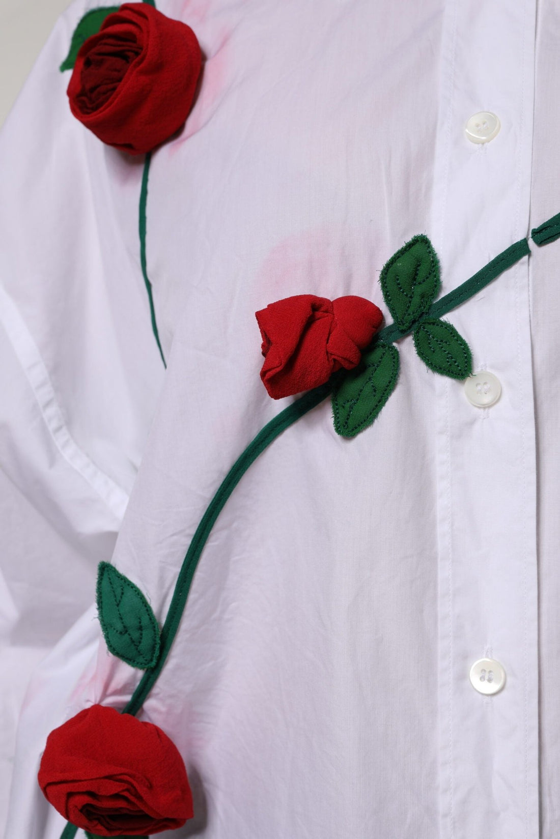 Dolce & Gabbana White Cotton Floral Appliques Dress Shirt Top - RIMODA