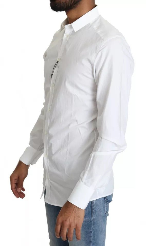 Dolce & Gabbana White Cotton Formal Dress Top GOLD Shirt - RIMODA
