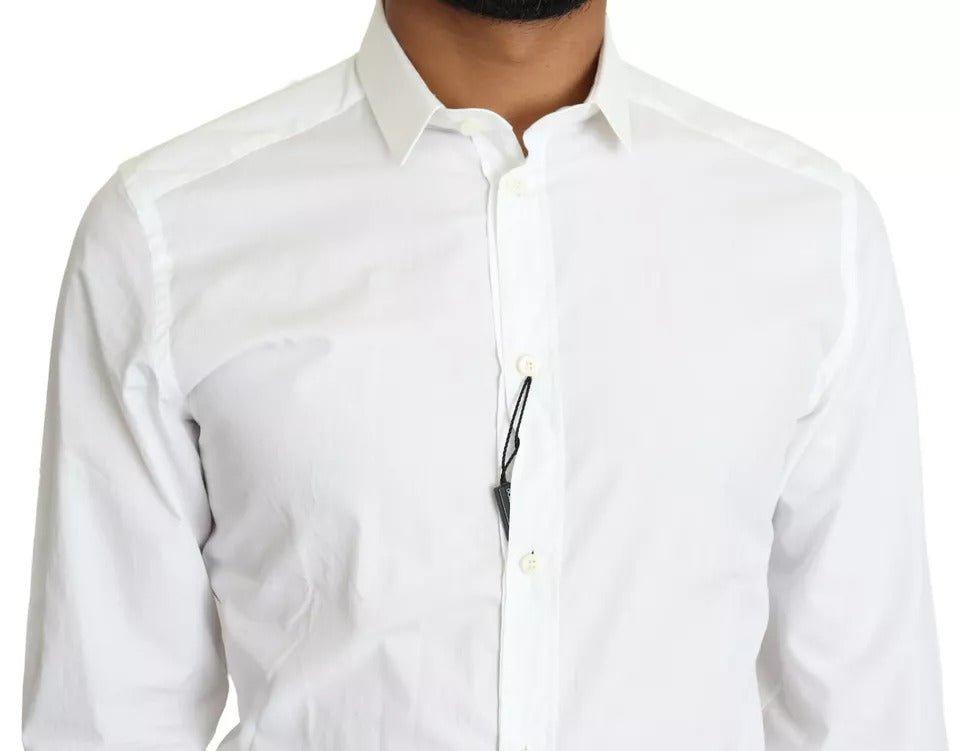 Dolce & Gabbana White Cotton Formal Dress Top GOLD Shirt - RIMODA