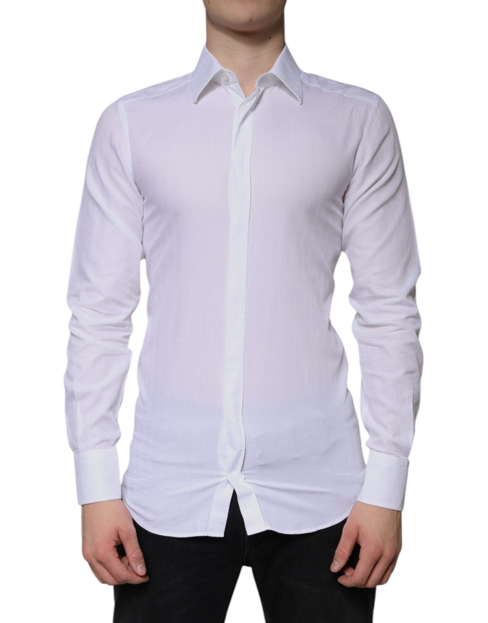Dolce & Gabbana White Cotton Formal Men GOLD Dress Shirt - RIMODA