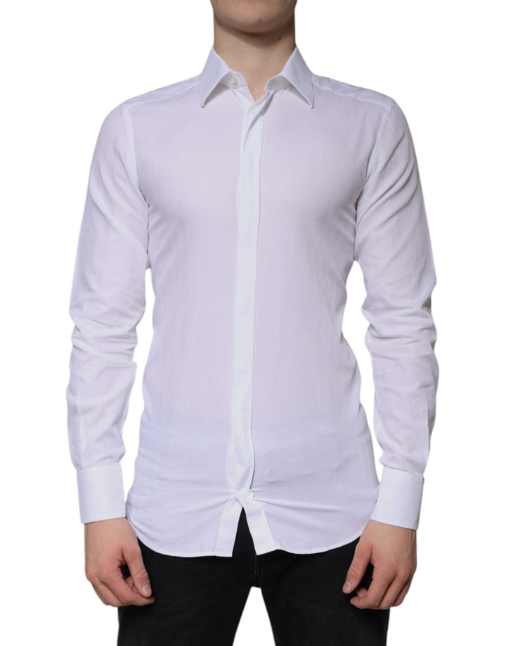 Dolce & Gabbana White Cotton Formal Men GOLD Dress Shirt - RIMODA