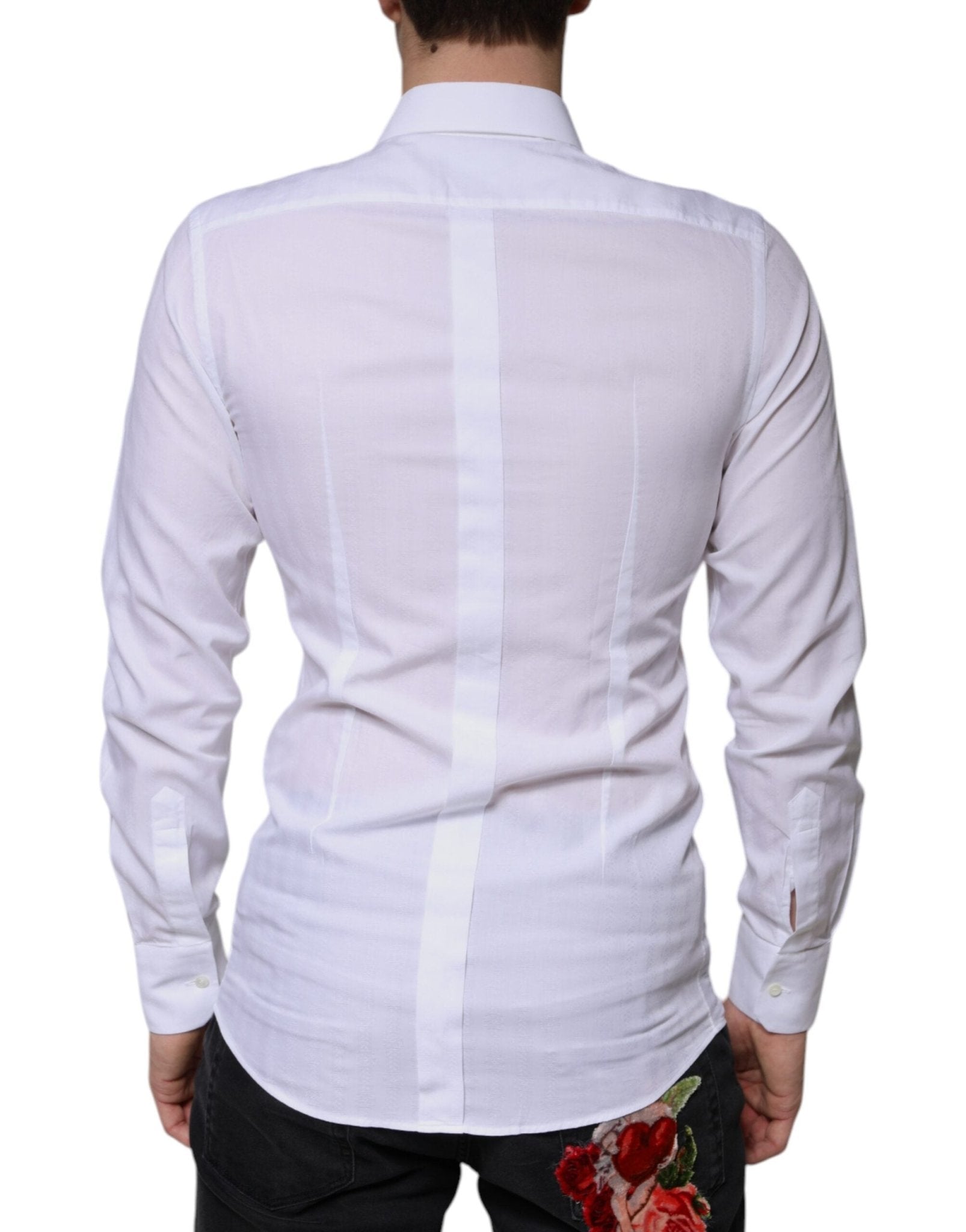 Dolce & Gabbana White Cotton Formal Men GOLD Dress Shirt - RIMODA